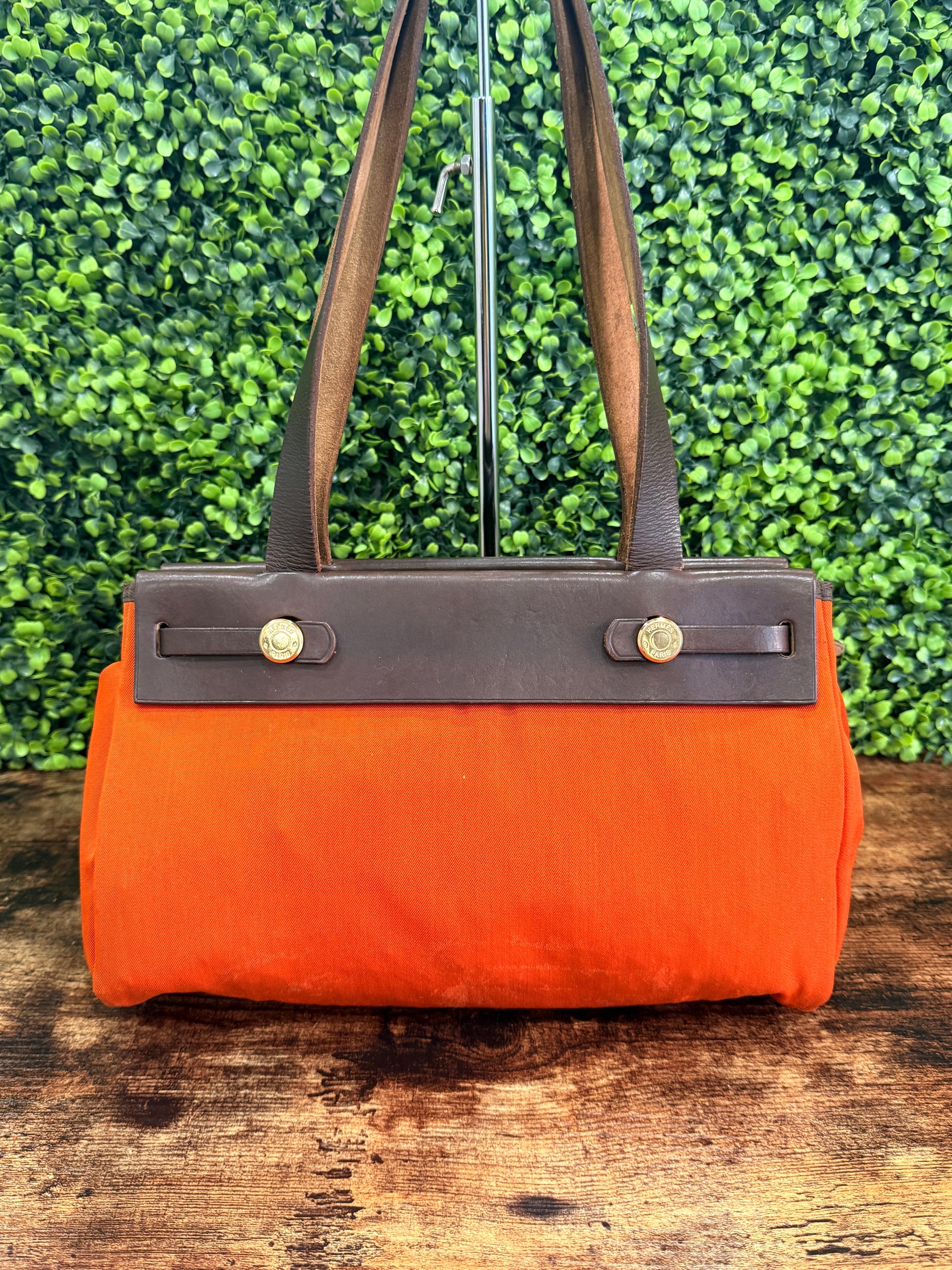 Hermes Herbag Cabas PM Orange x Red