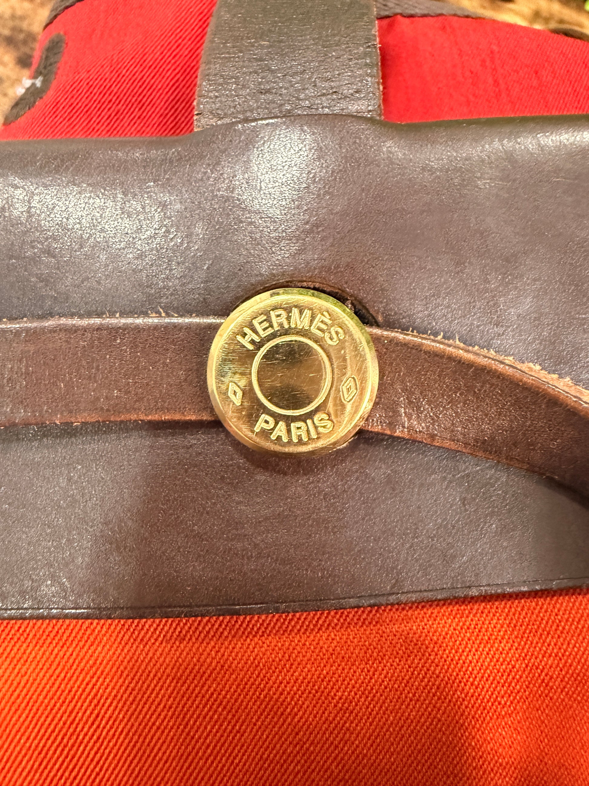 Hermes Herbag Cabas PM Orange x Red