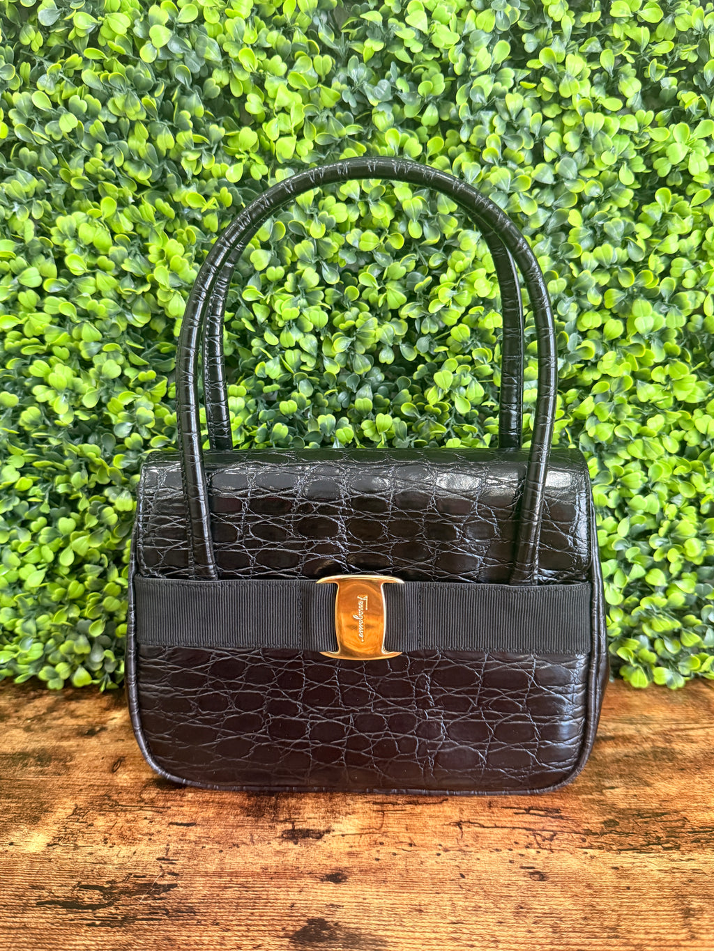 Salvatore Ferragamo Vala Crocodile Handbag