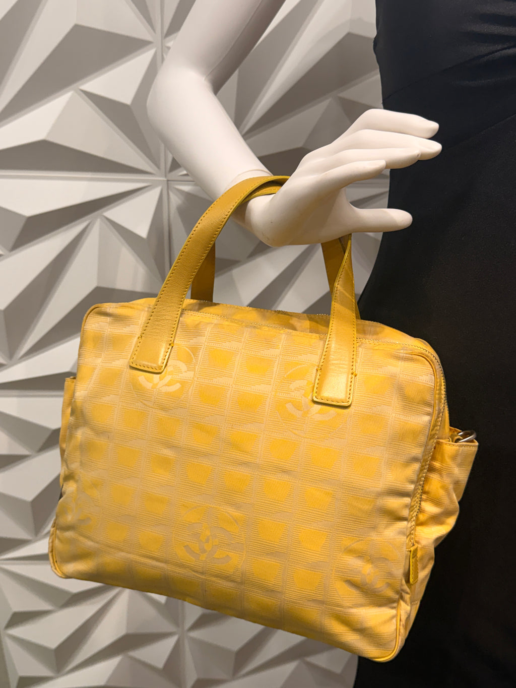 Chanel Yellow Travel Line Nylon Handbag