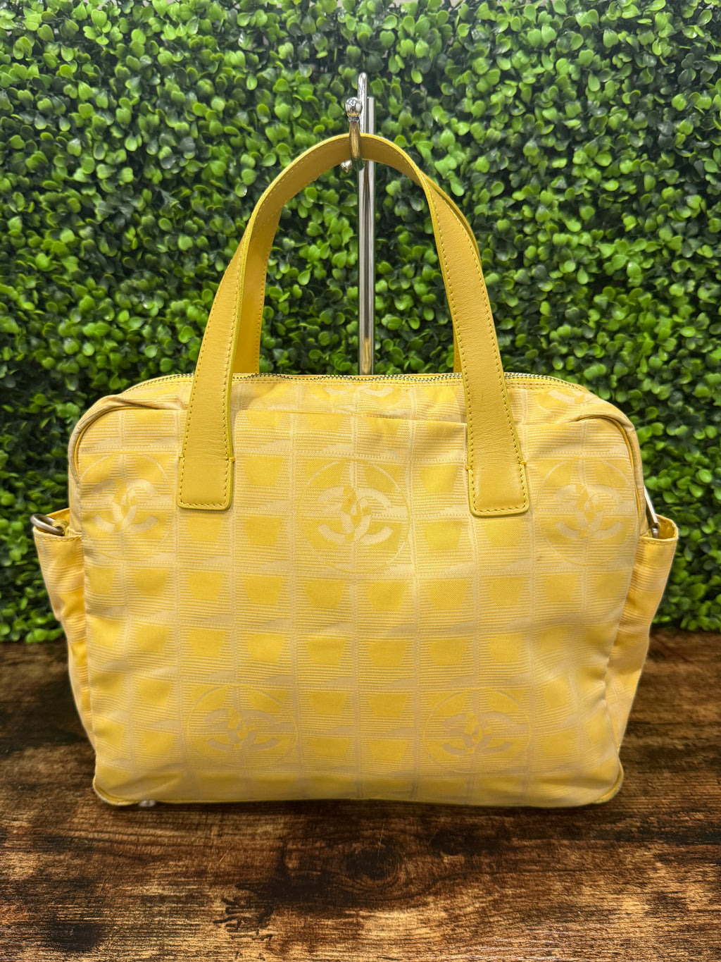 Chanel Yellow Travel Line Nylon Handbag