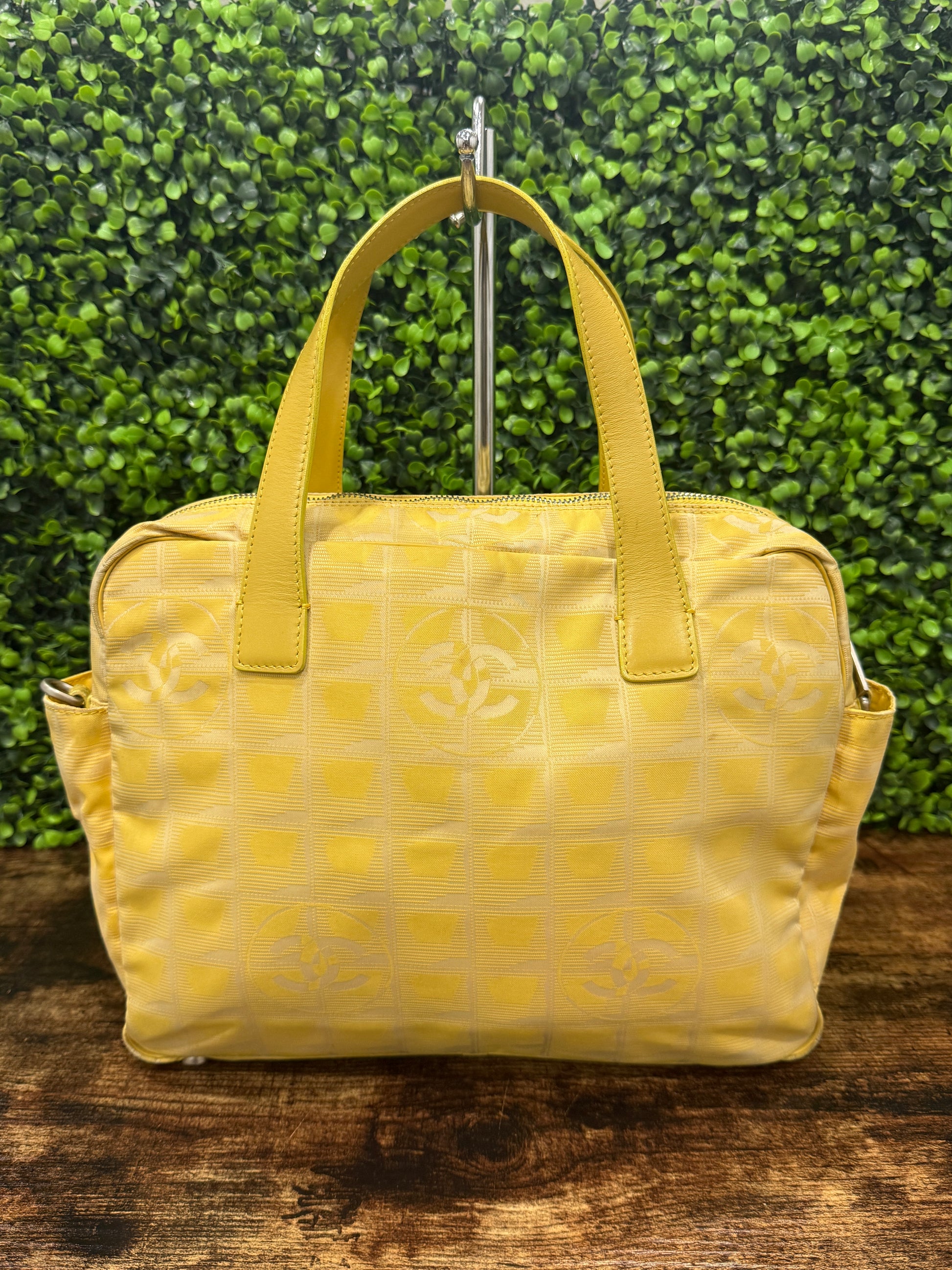 Chanel Yellow Travel Line Nylon Handbag