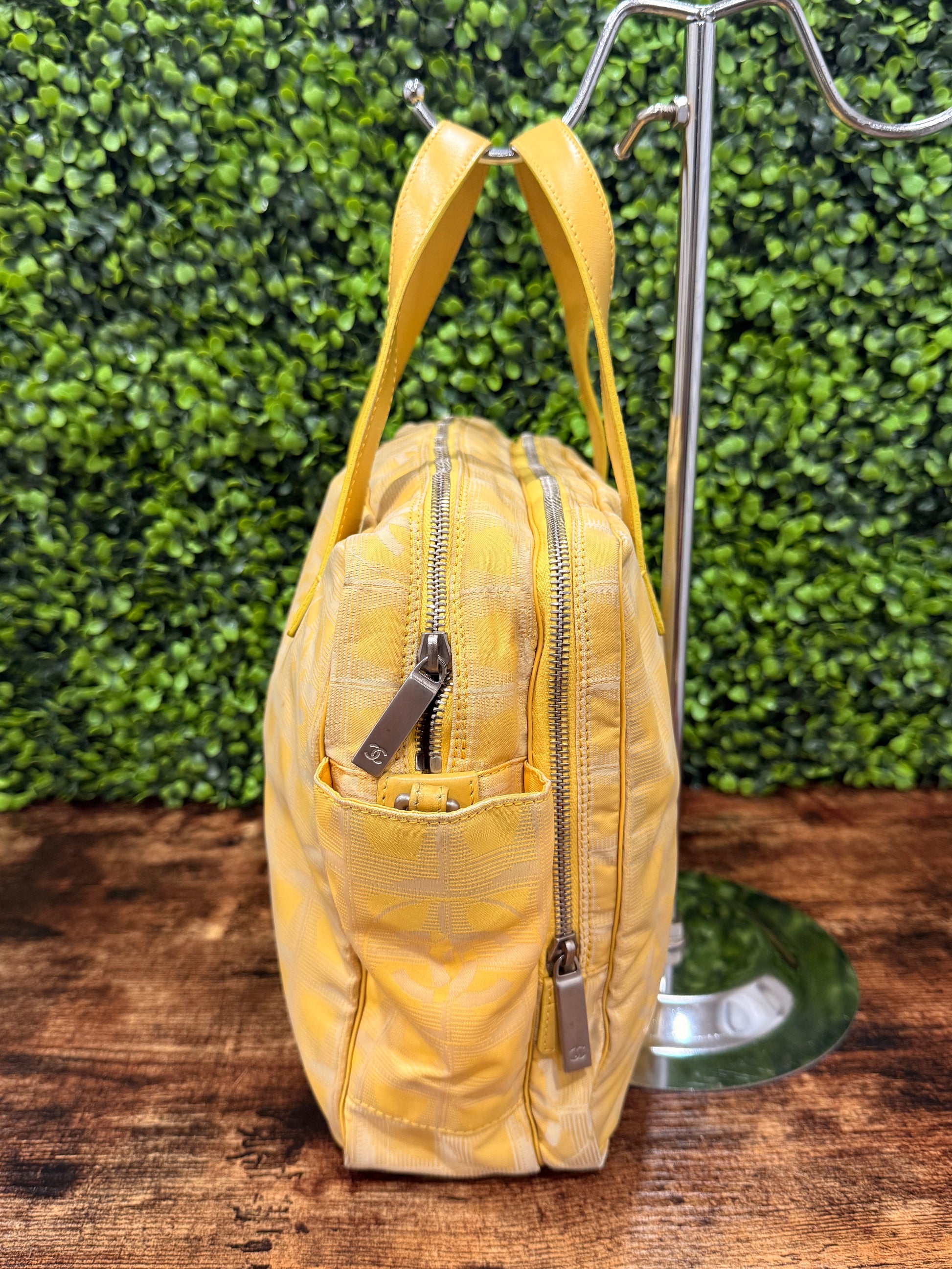 Chanel Yellow Travel Line Nylon Handbag