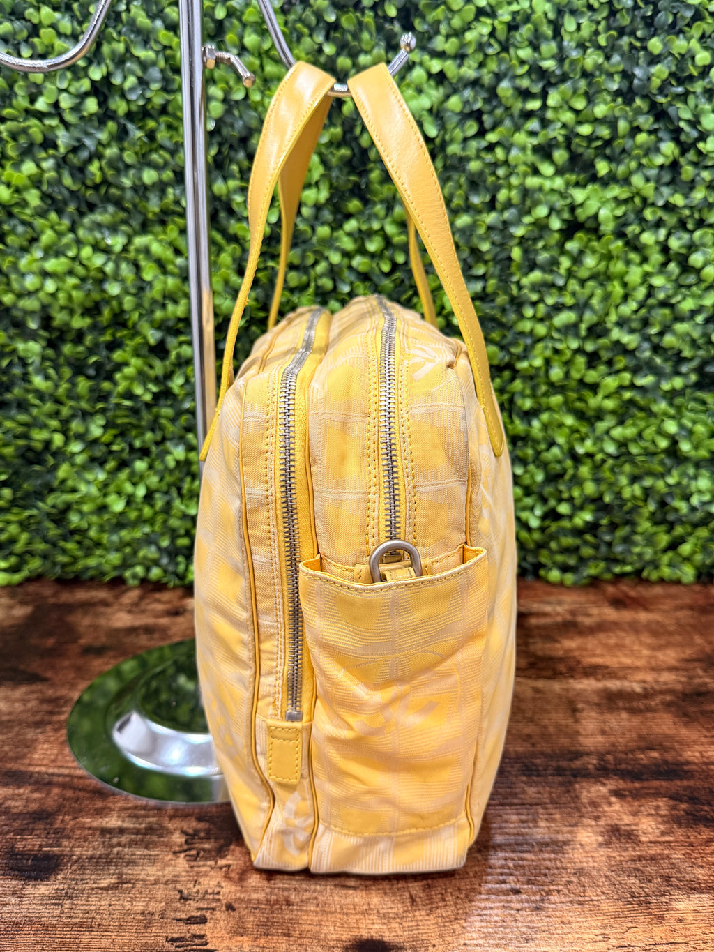 Chanel Yellow Travel Line Nylon Handbag