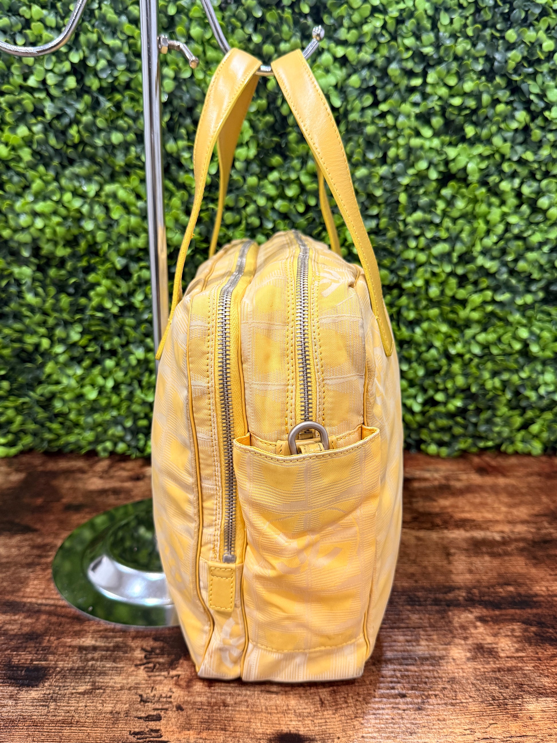 Chanel Yellow Travel Line Nylon Handbag
