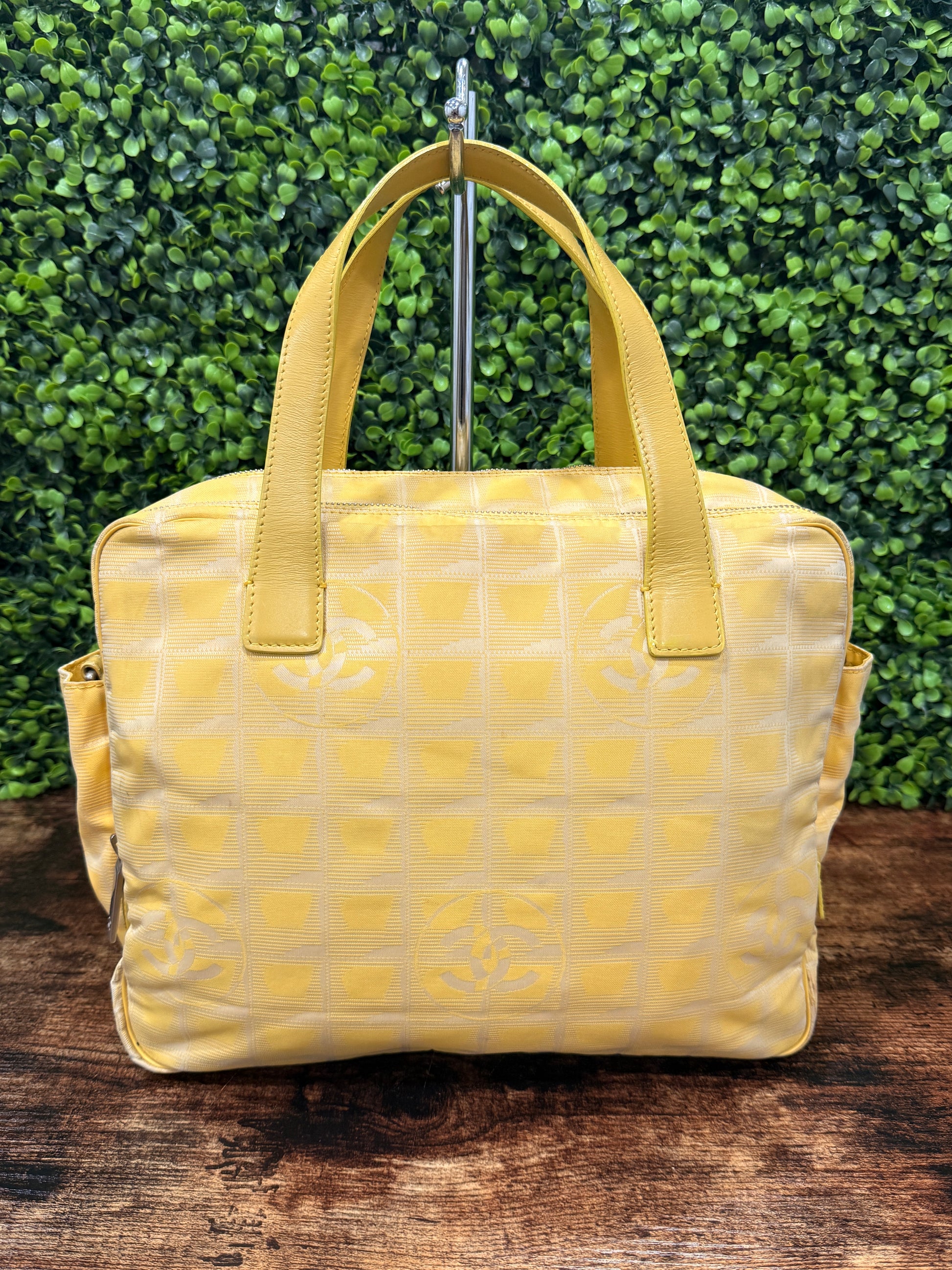 Chanel Yellow Travel Line Nylon Handbag