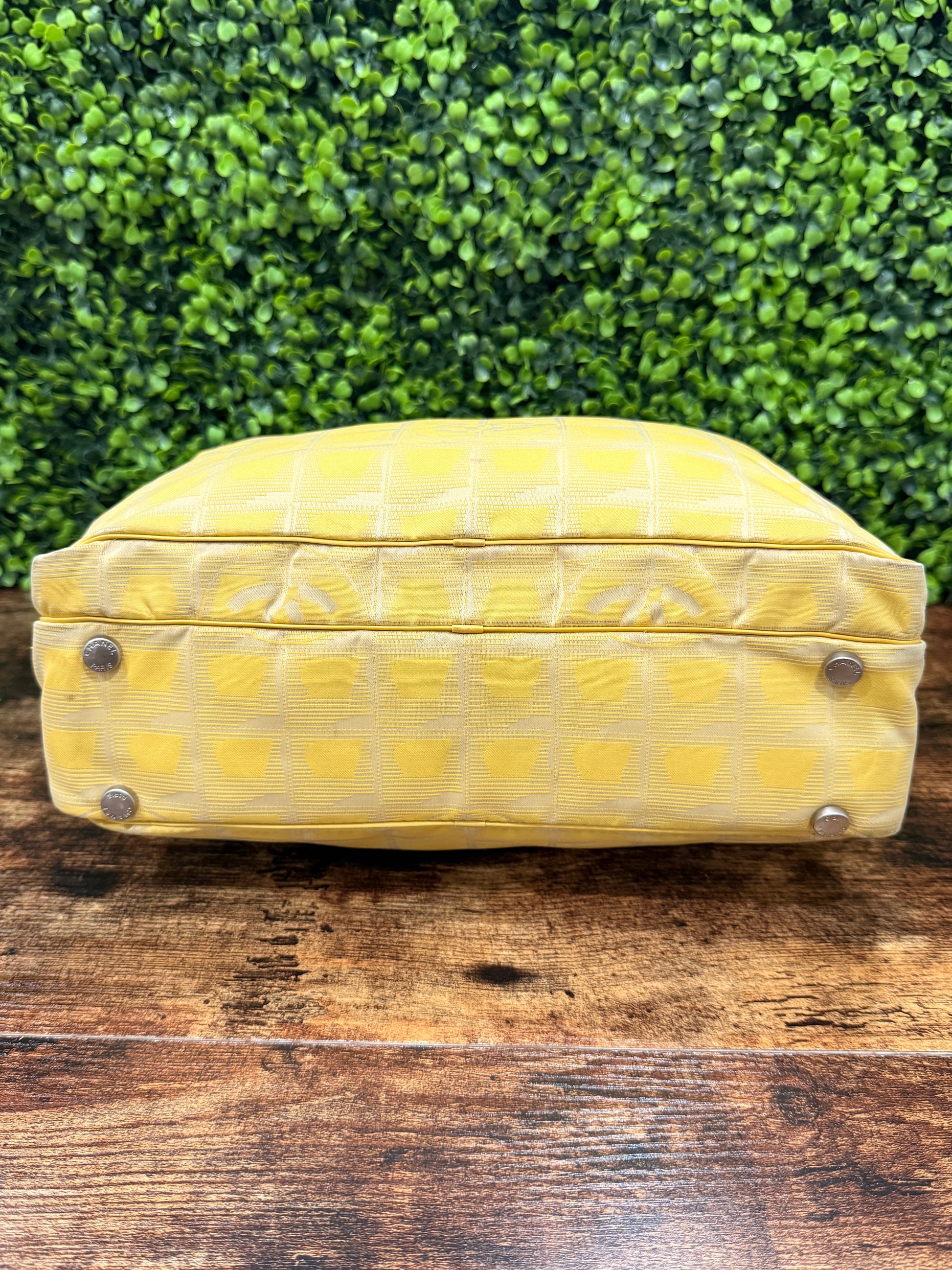 Chanel Yellow Travel Line Nylon Handbag