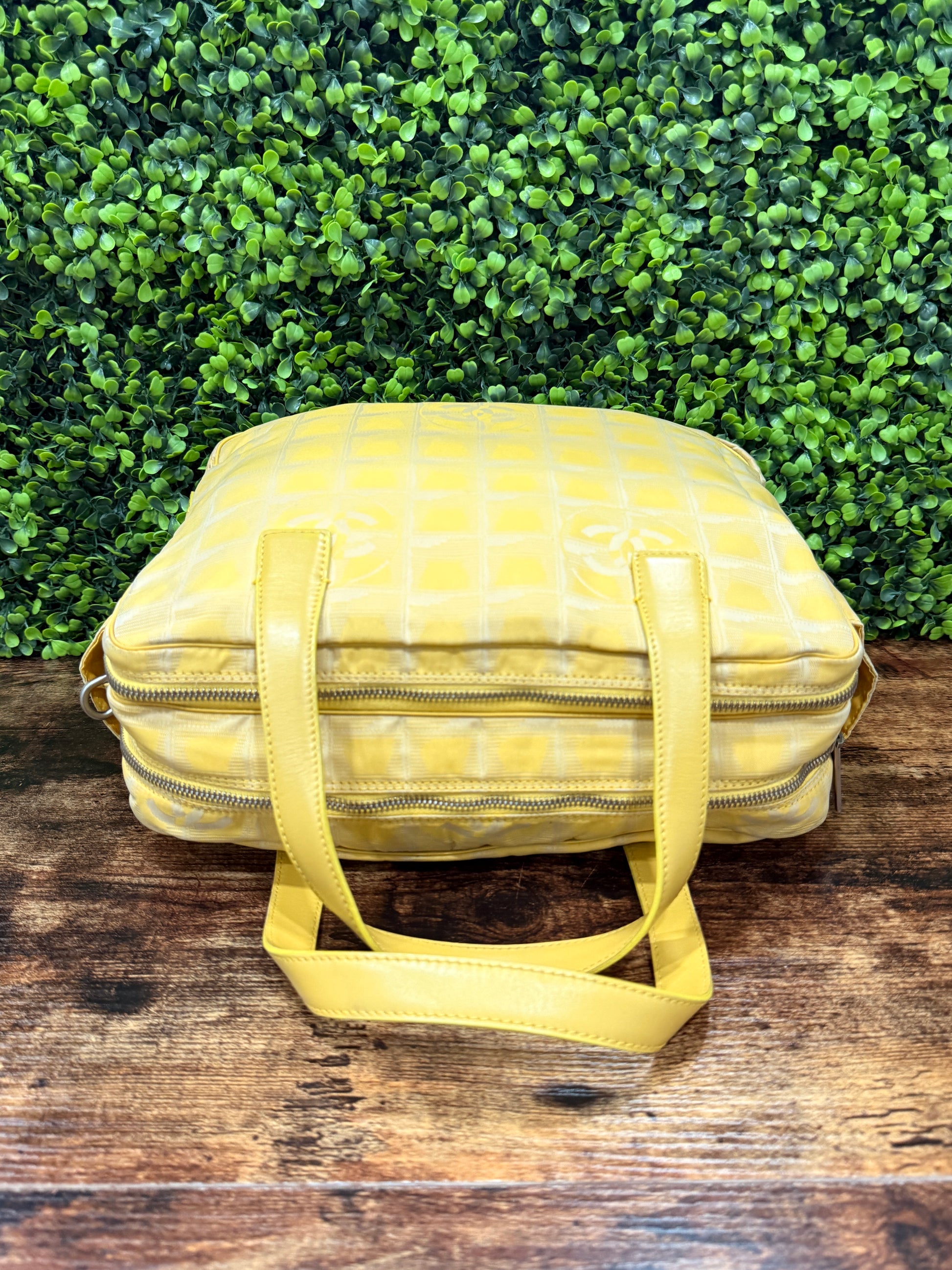 Chanel Yellow Travel Line Nylon Handbag