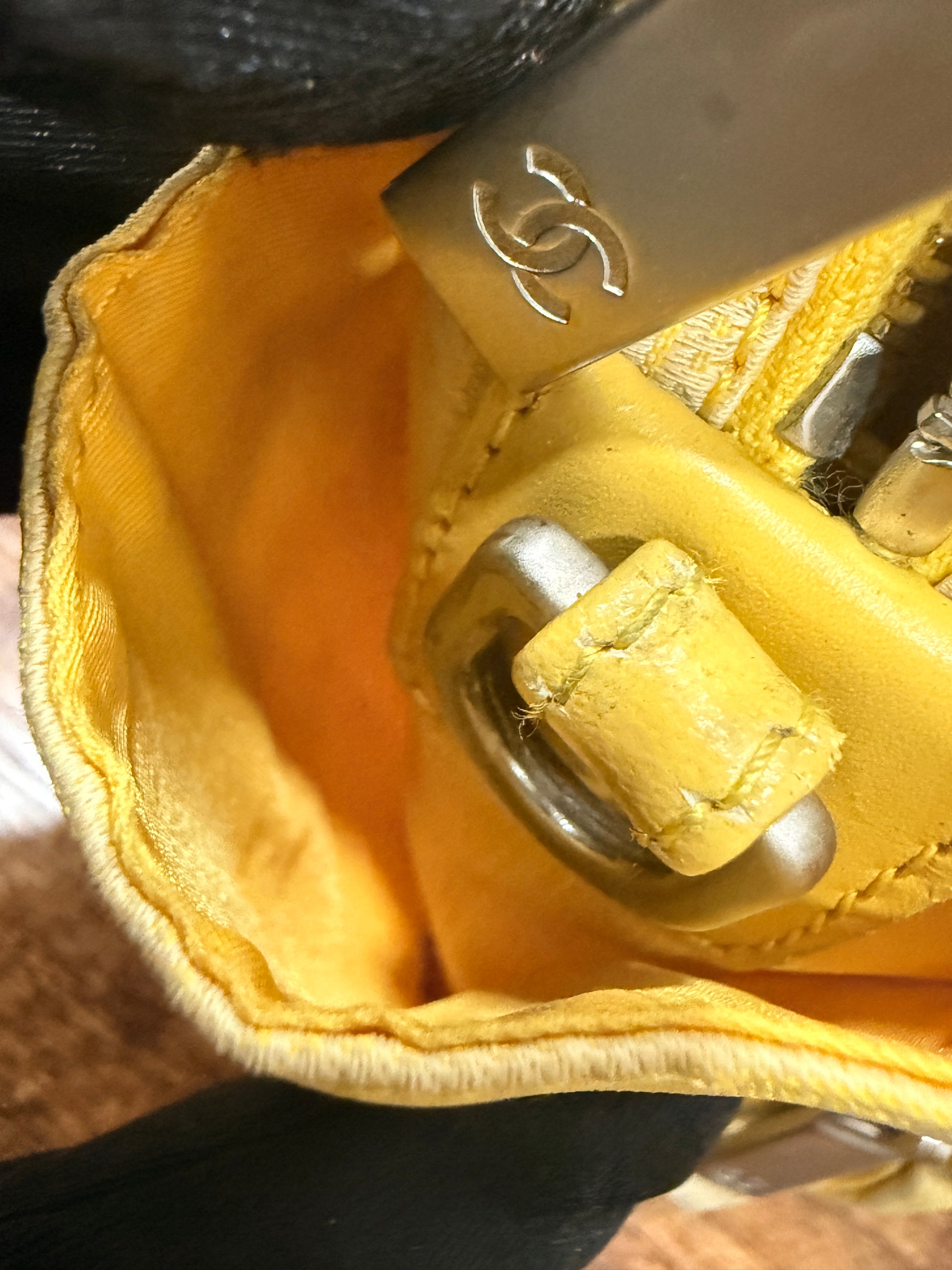 Chanel Yellow Travel Line Nylon Handbag