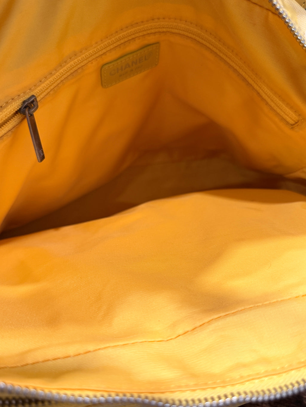 Chanel Yellow Travel Line Nylon Handbag
