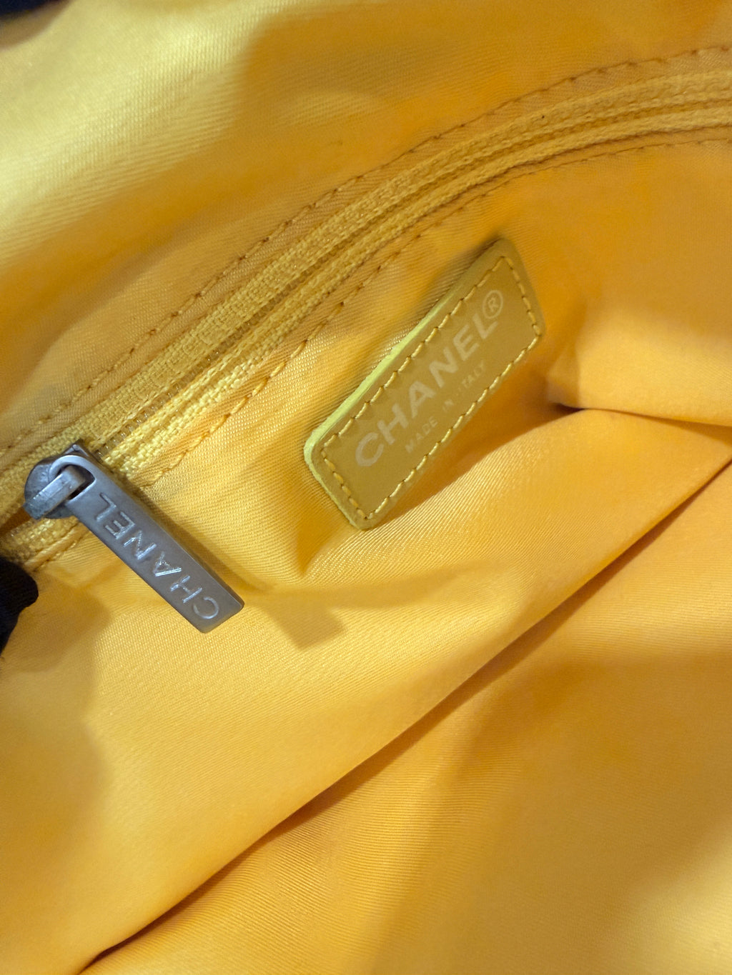Chanel Yellow Travel Line Nylon Handbag