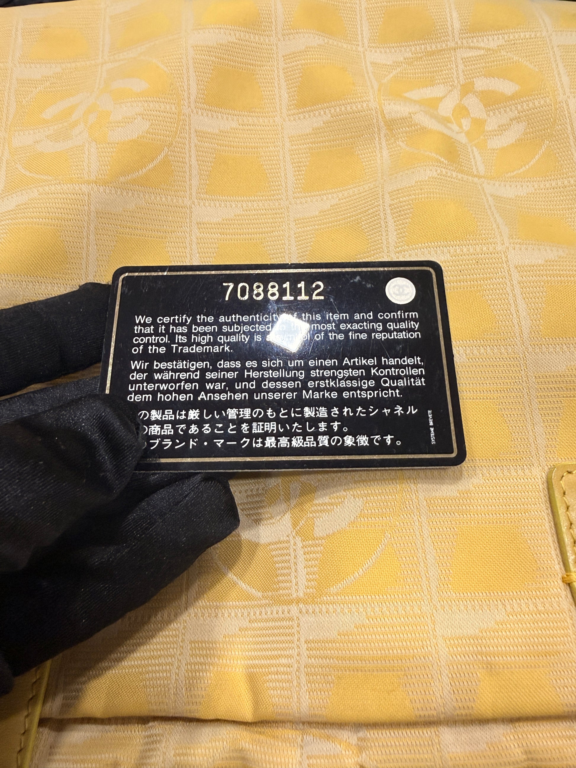 Chanel Yellow Travel Line Nylon Handbag