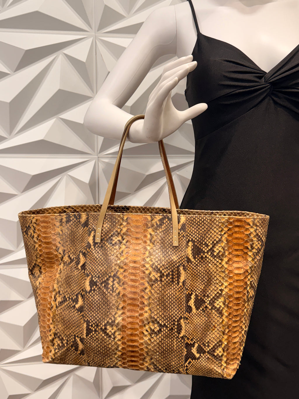 Fendi Brown Python Leather Tote Bag