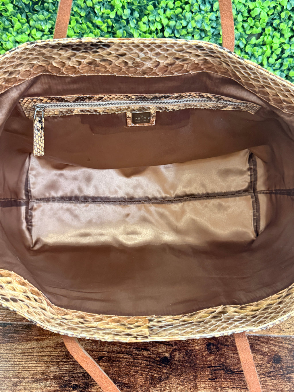 Fendi Brown Python Leather Tote Bag