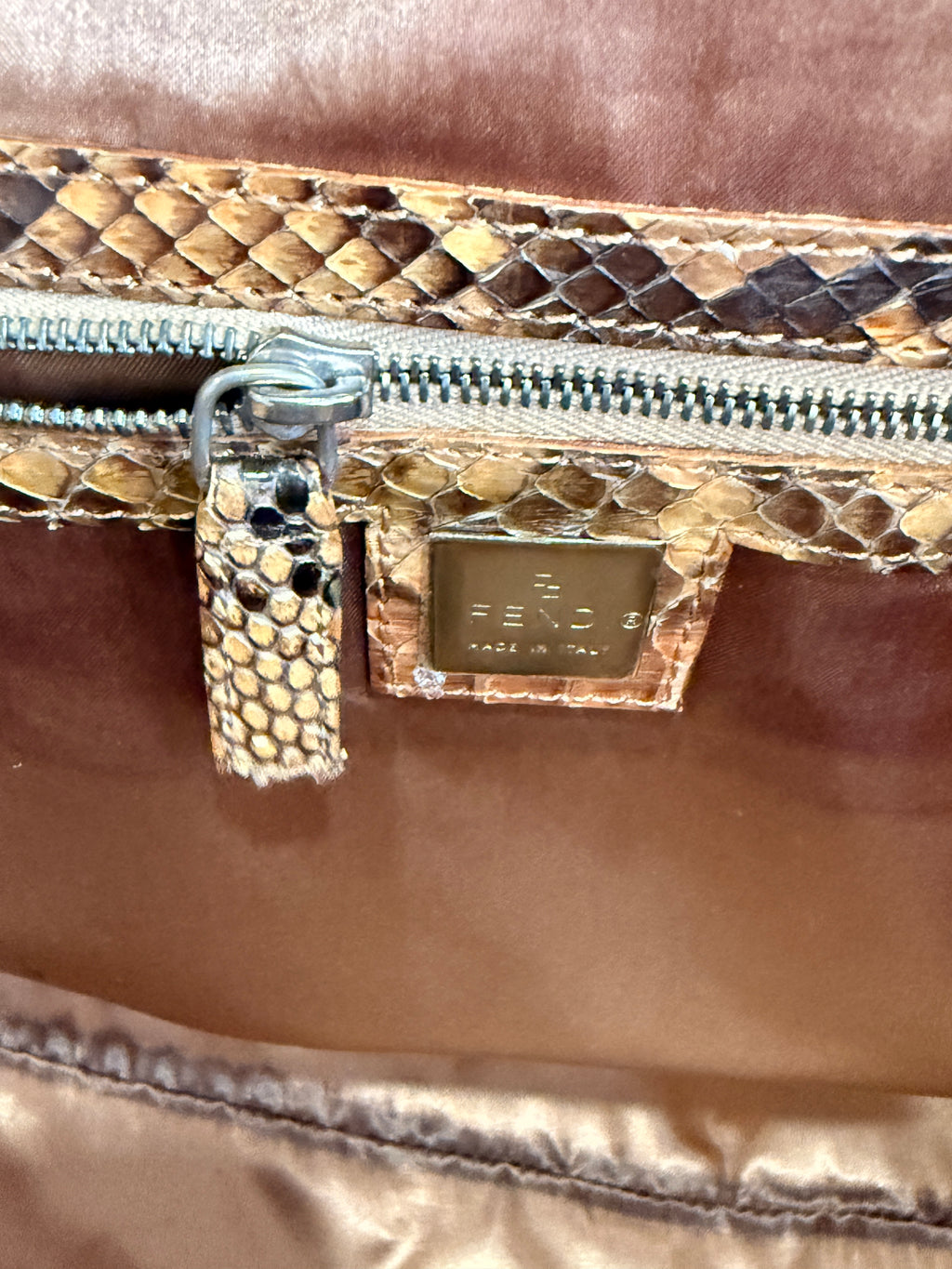 Fendi Brown Python Leather Tote Bag