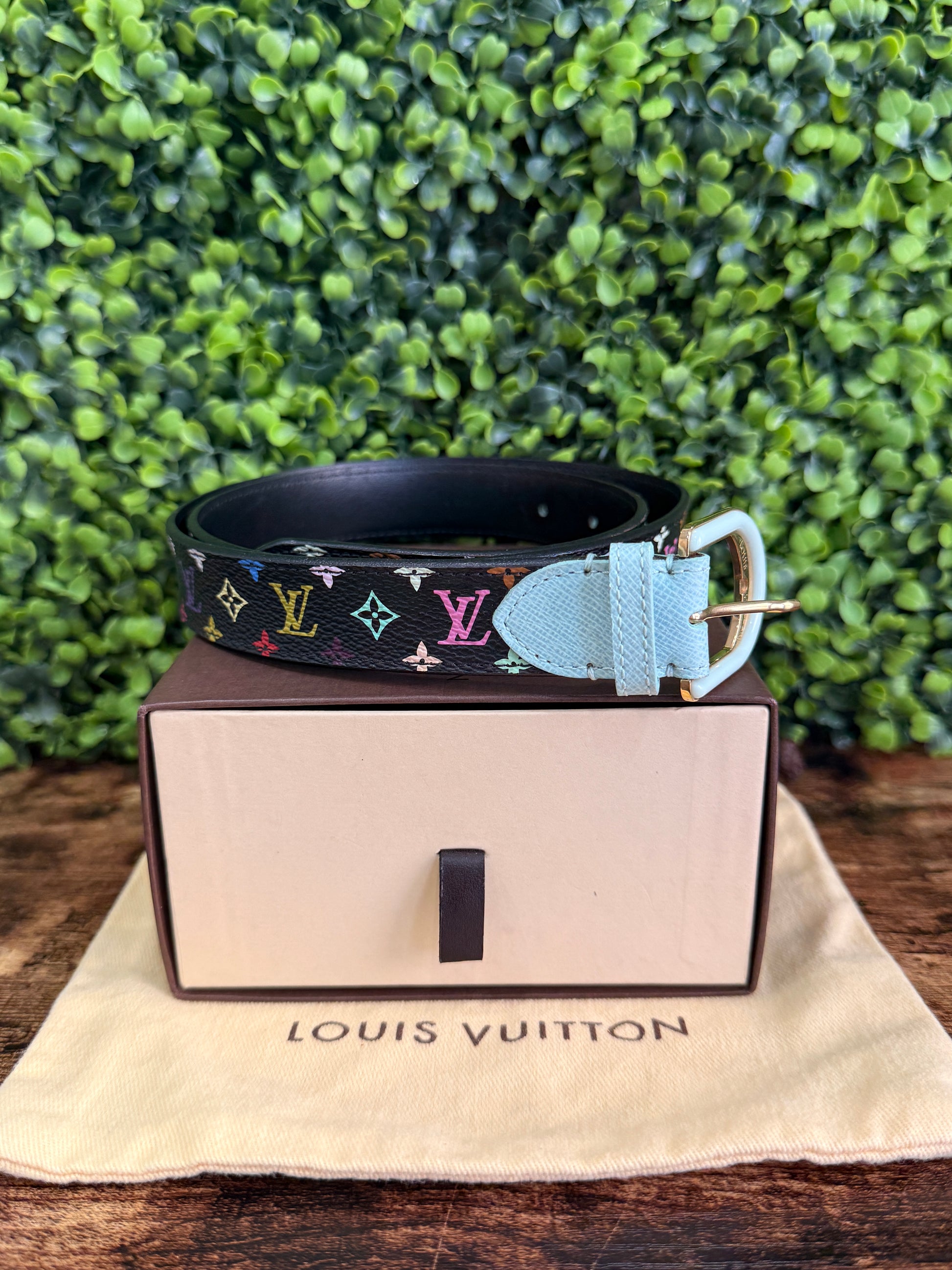 Louis Vuitton Black Monogram Multicolor Belt 80/32