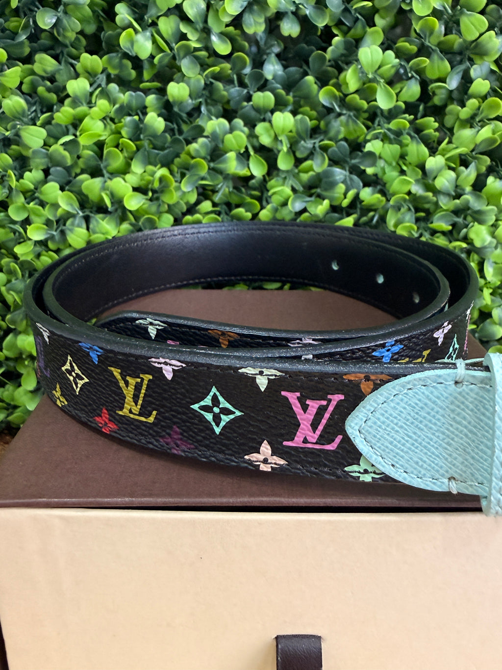 Louis Vuitton Black Monogram Multicolor Belt 80/32
