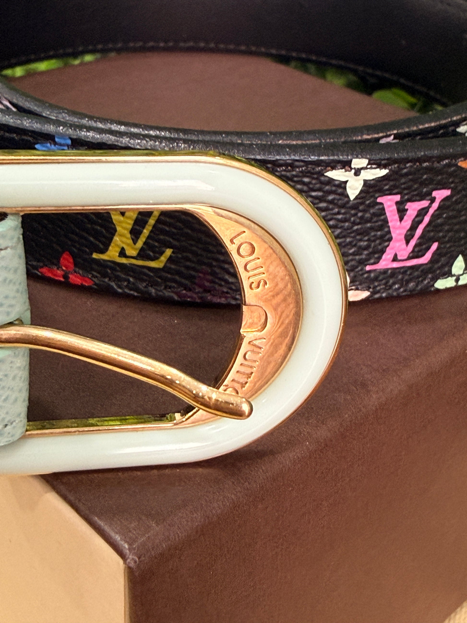 Louis Vuitton Black Monogram Multicolor Belt 80/32