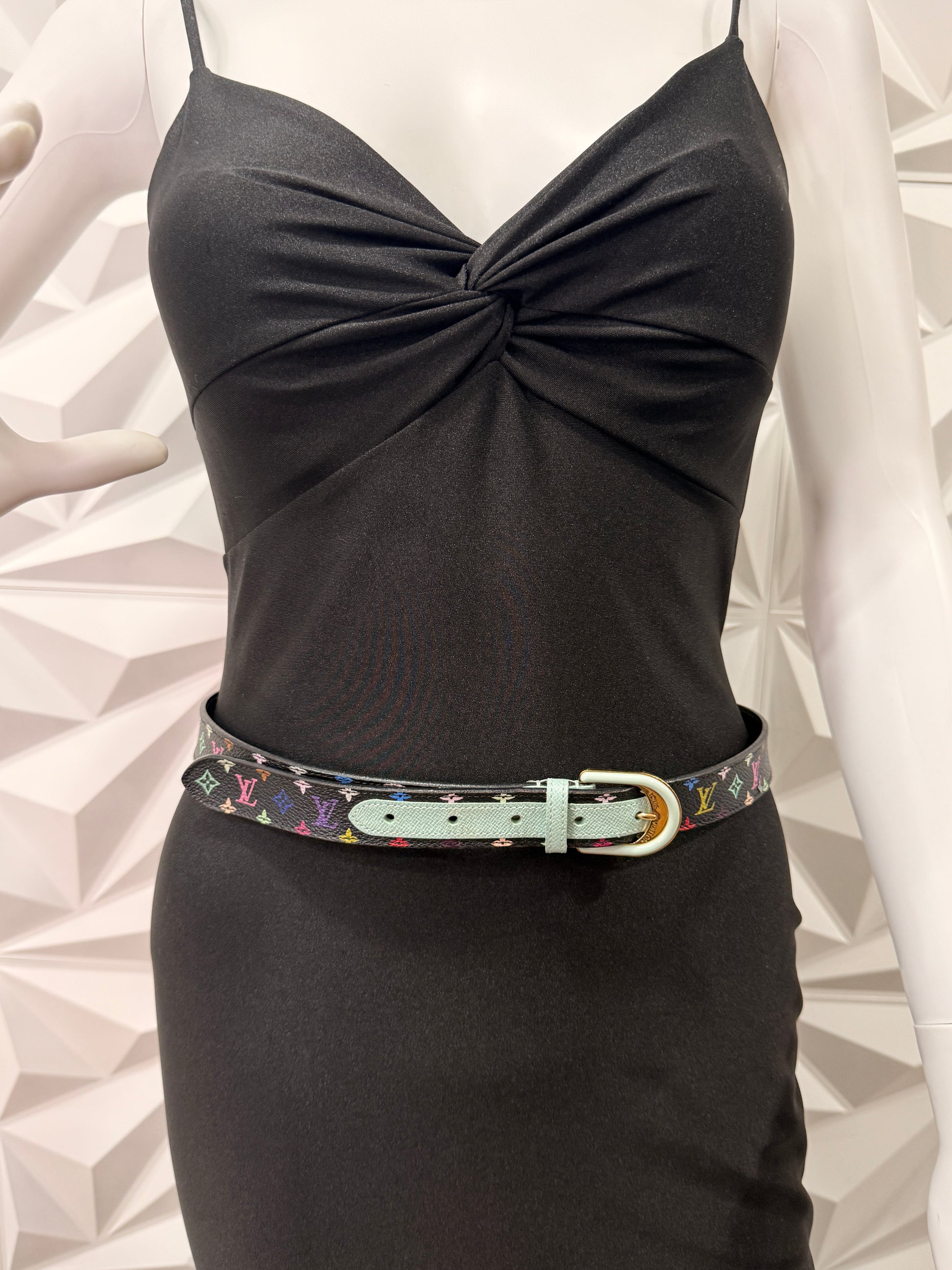 Louis Vuitton Black Monogram Multicolor Belt 80/32