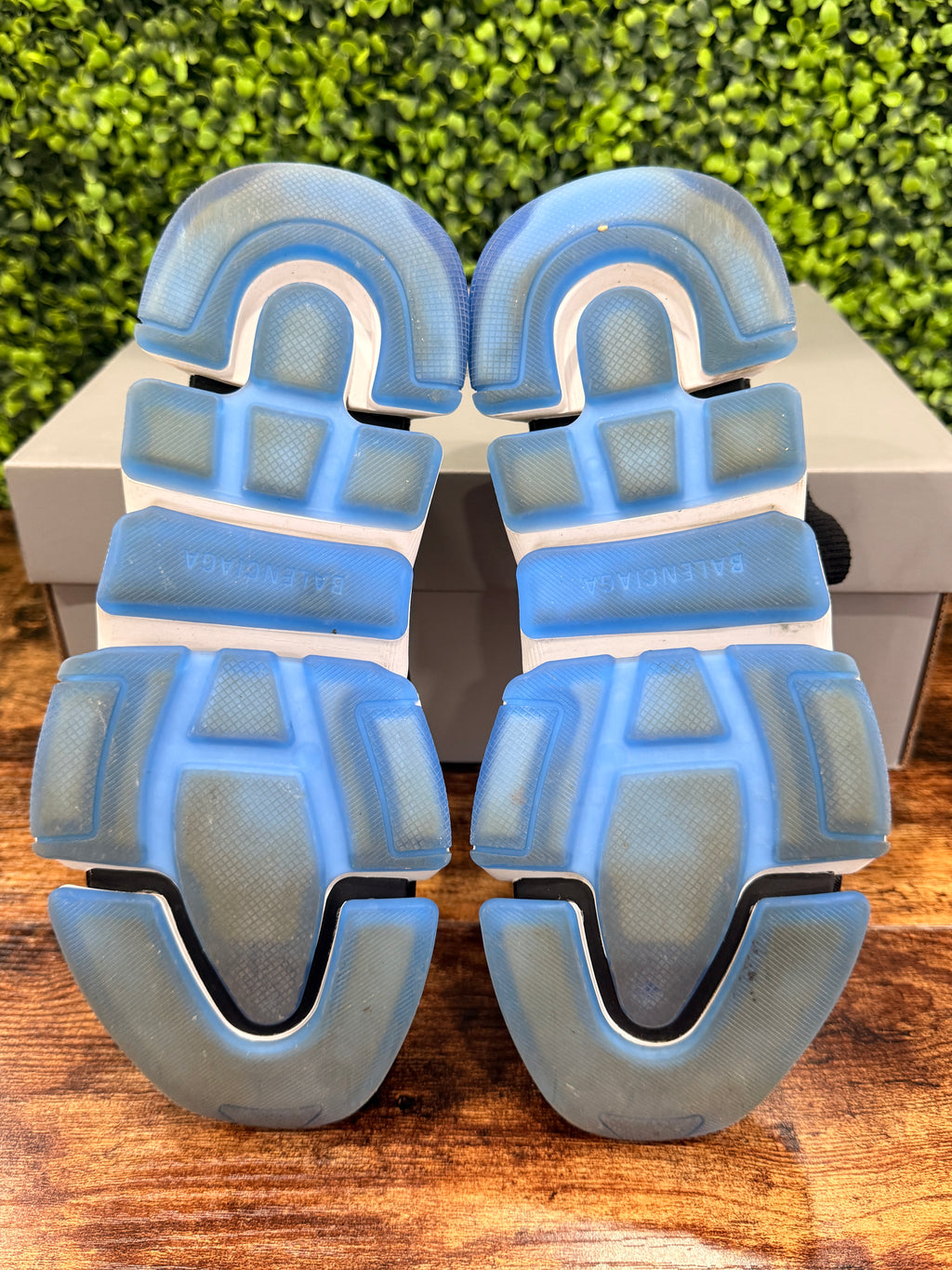 Balenciaga Black Speed 2.0 Blue Sole Sneakers