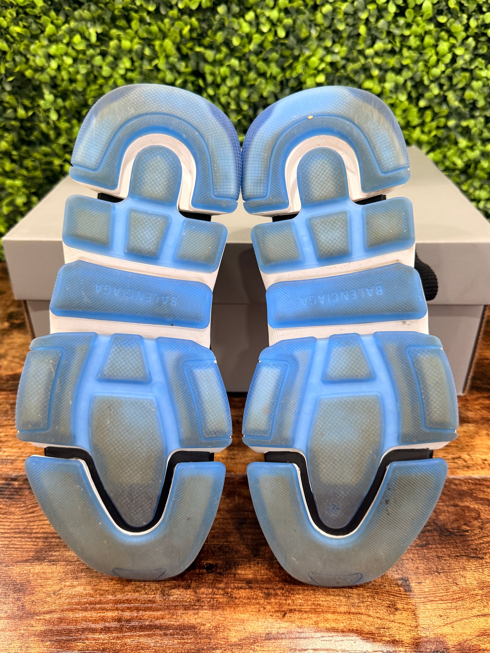 Balenciaga Black Speed 2.0 Blue Sole Sneakers