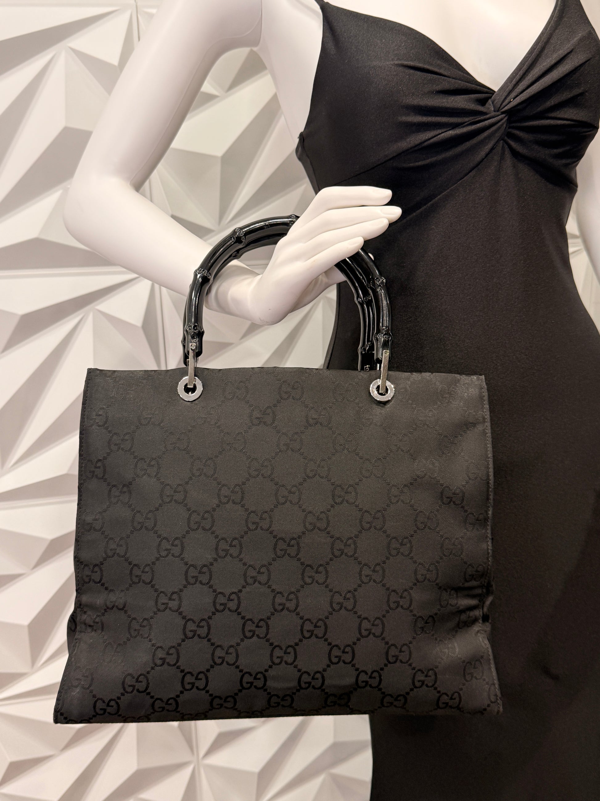 Gucci GG Canvas Bamboo Tote Bag