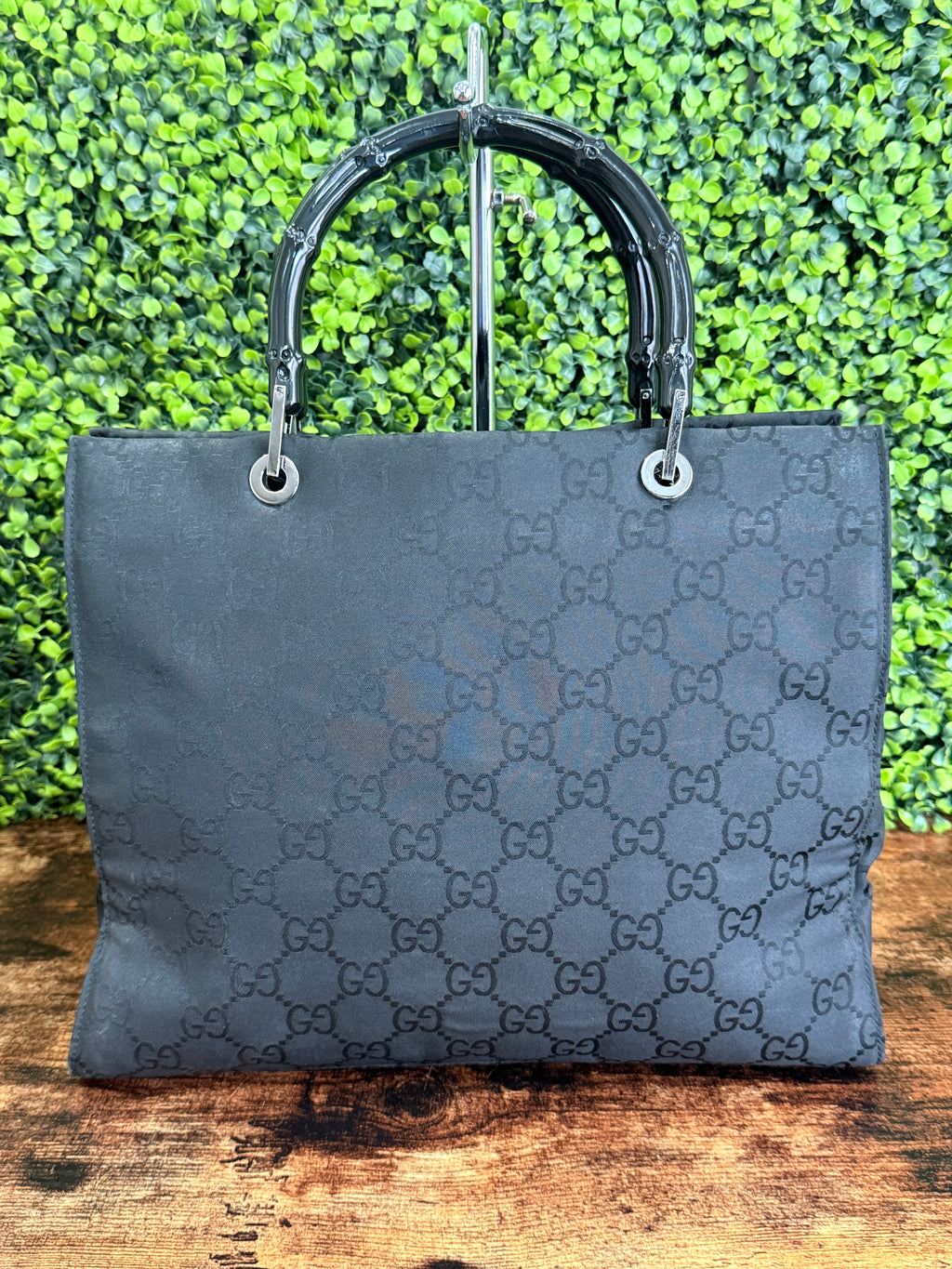 Gucci GG Canvas Bamboo Tote Bag