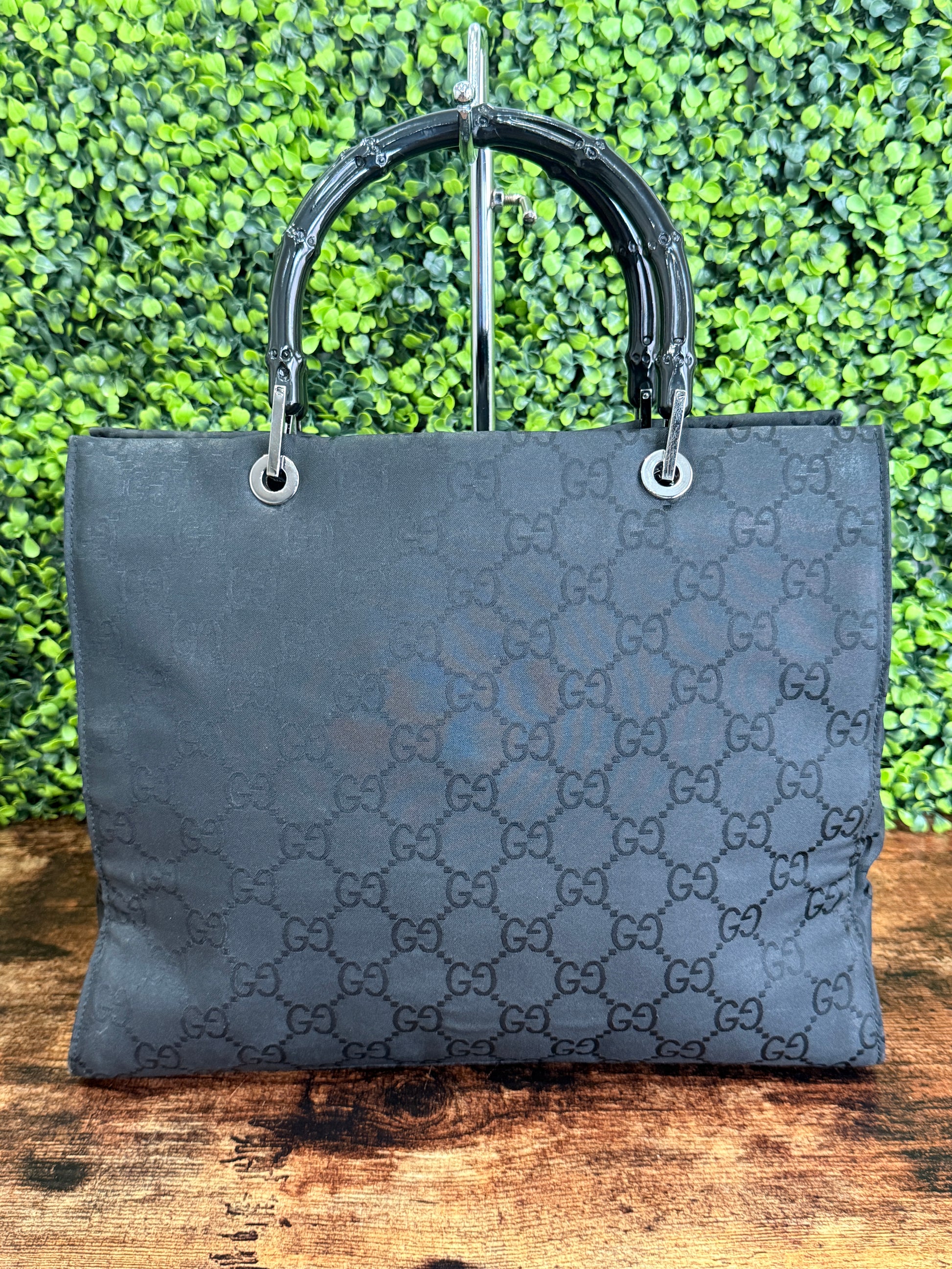 Gucci GG Canvas Bamboo Tote Bag