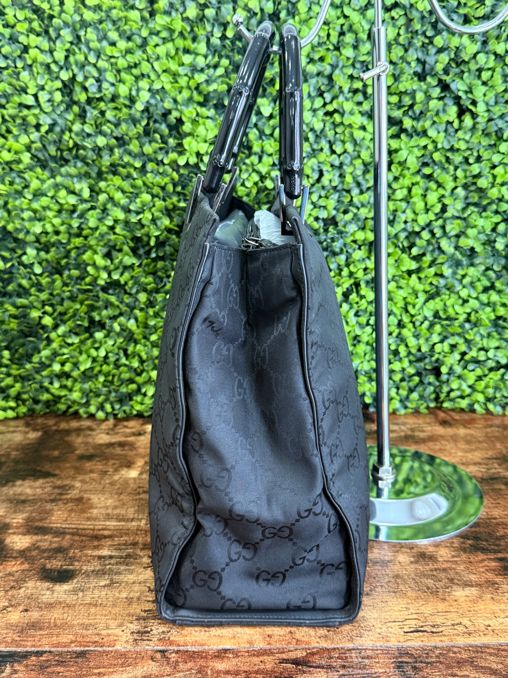 Gucci GG Canvas Bamboo Tote Bag