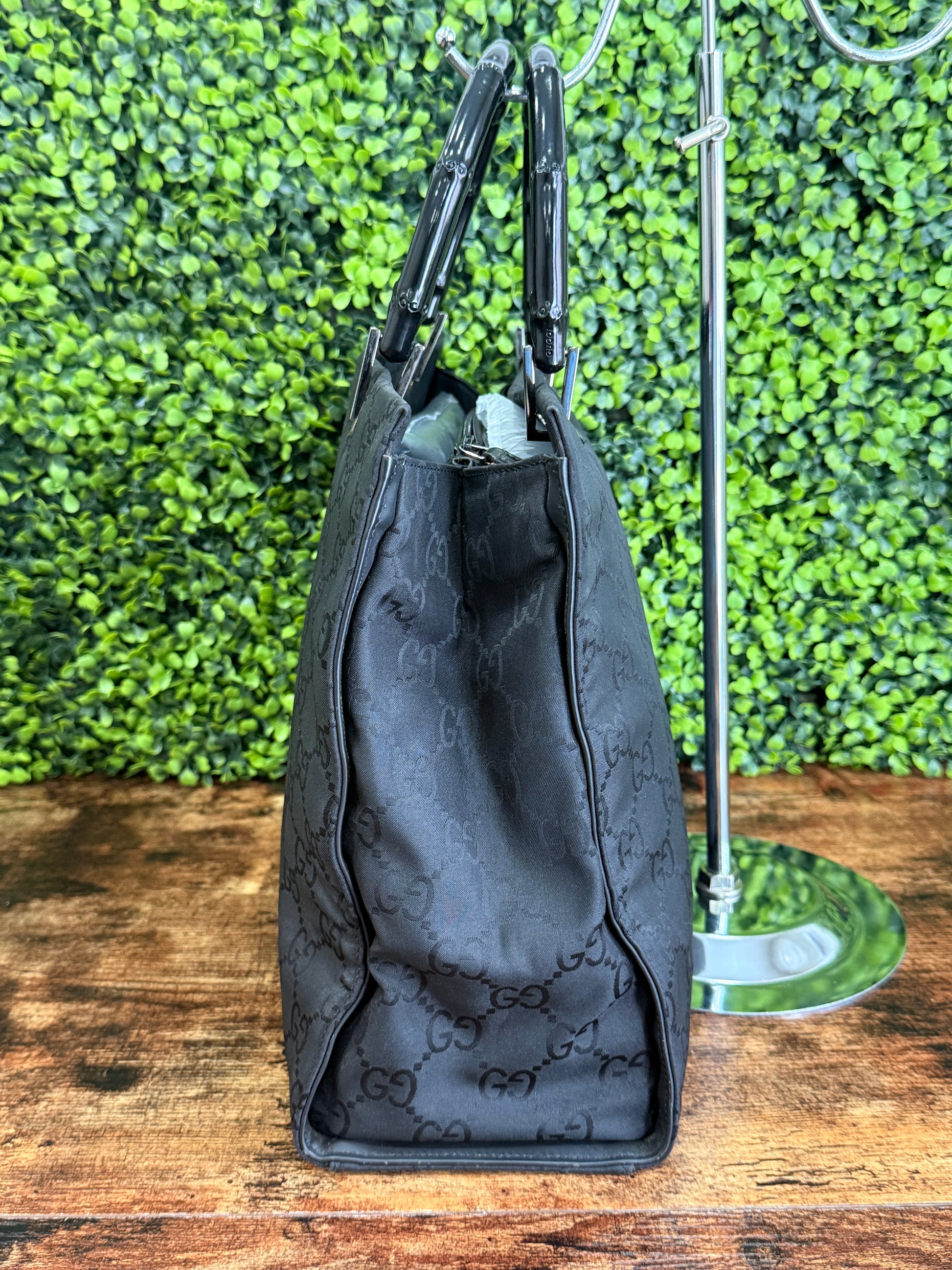 Gucci GG Canvas Bamboo Tote Bag