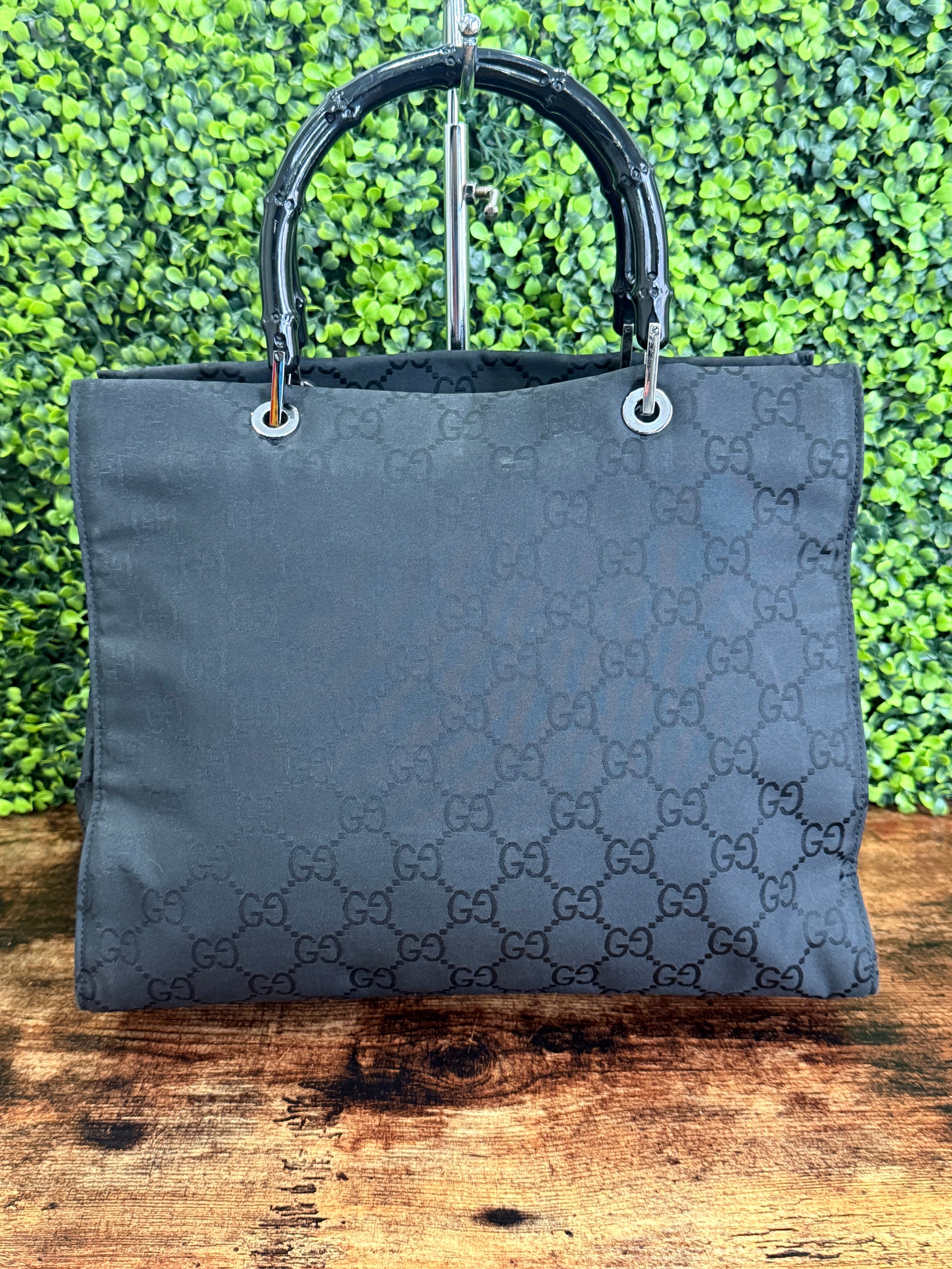 Gucci GG Canvas Bamboo Tote Bag