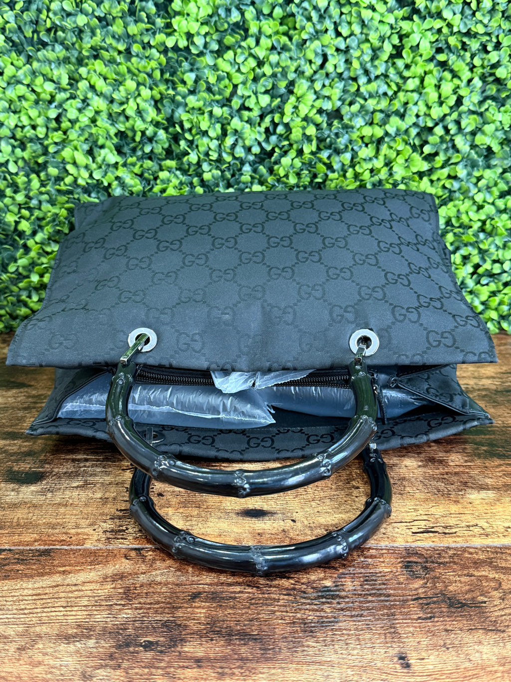 Gucci GG Canvas Bamboo Tote Bag