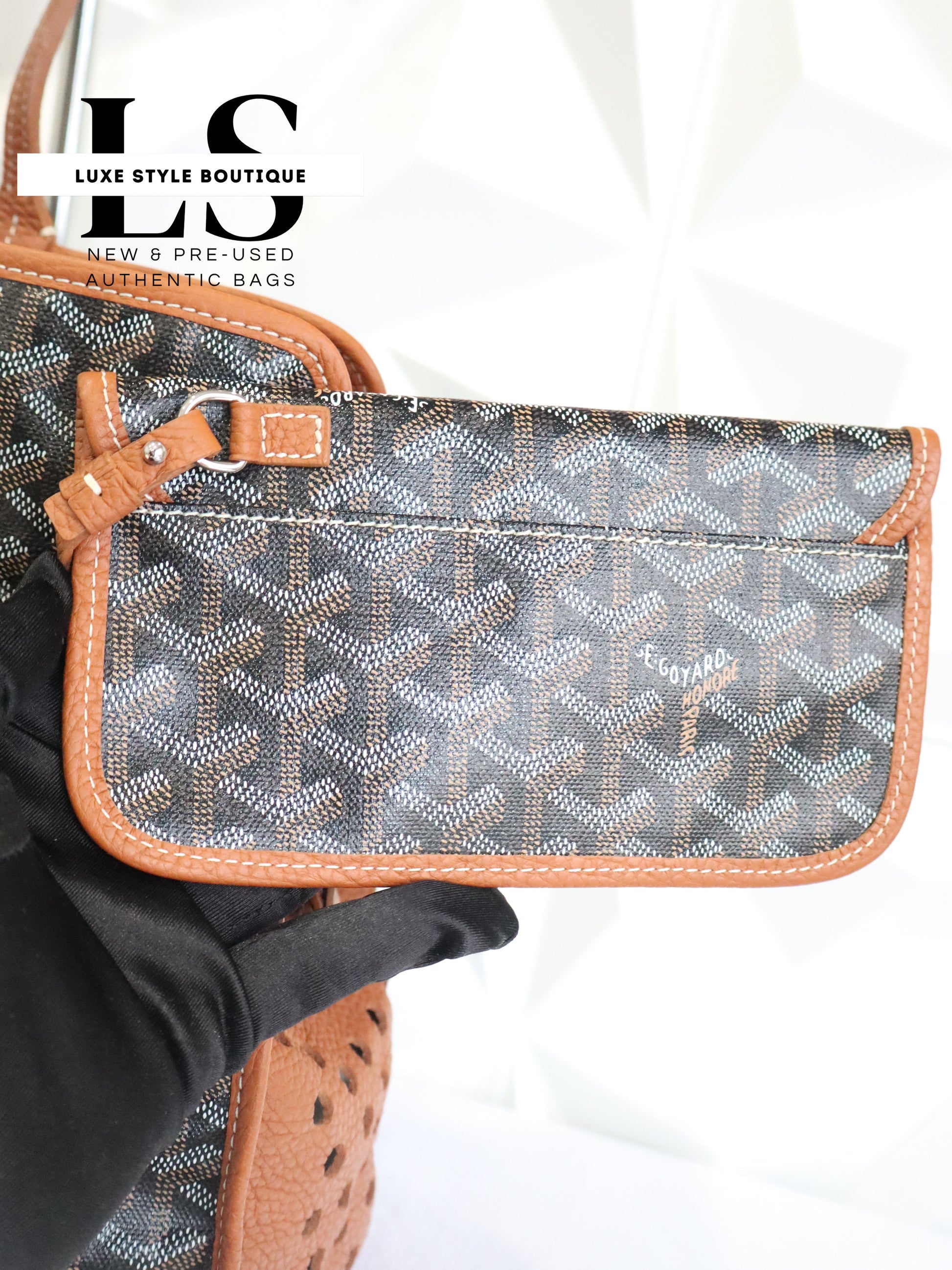 Goyard Goyardine Sac Hardy Tote Bag w/Pouch