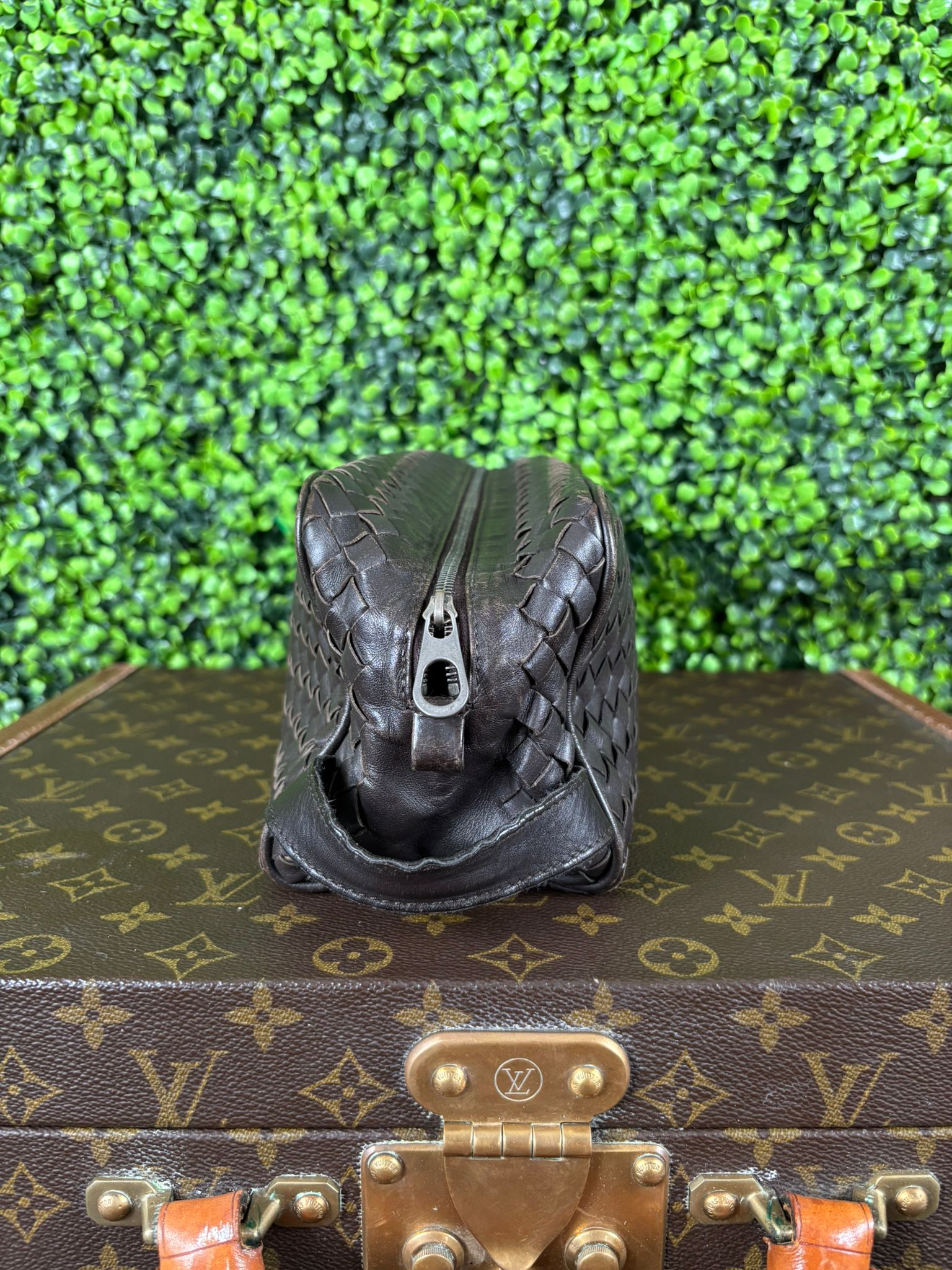 Bottega Veneta Intrecciato Dark Brown Clutch Bag