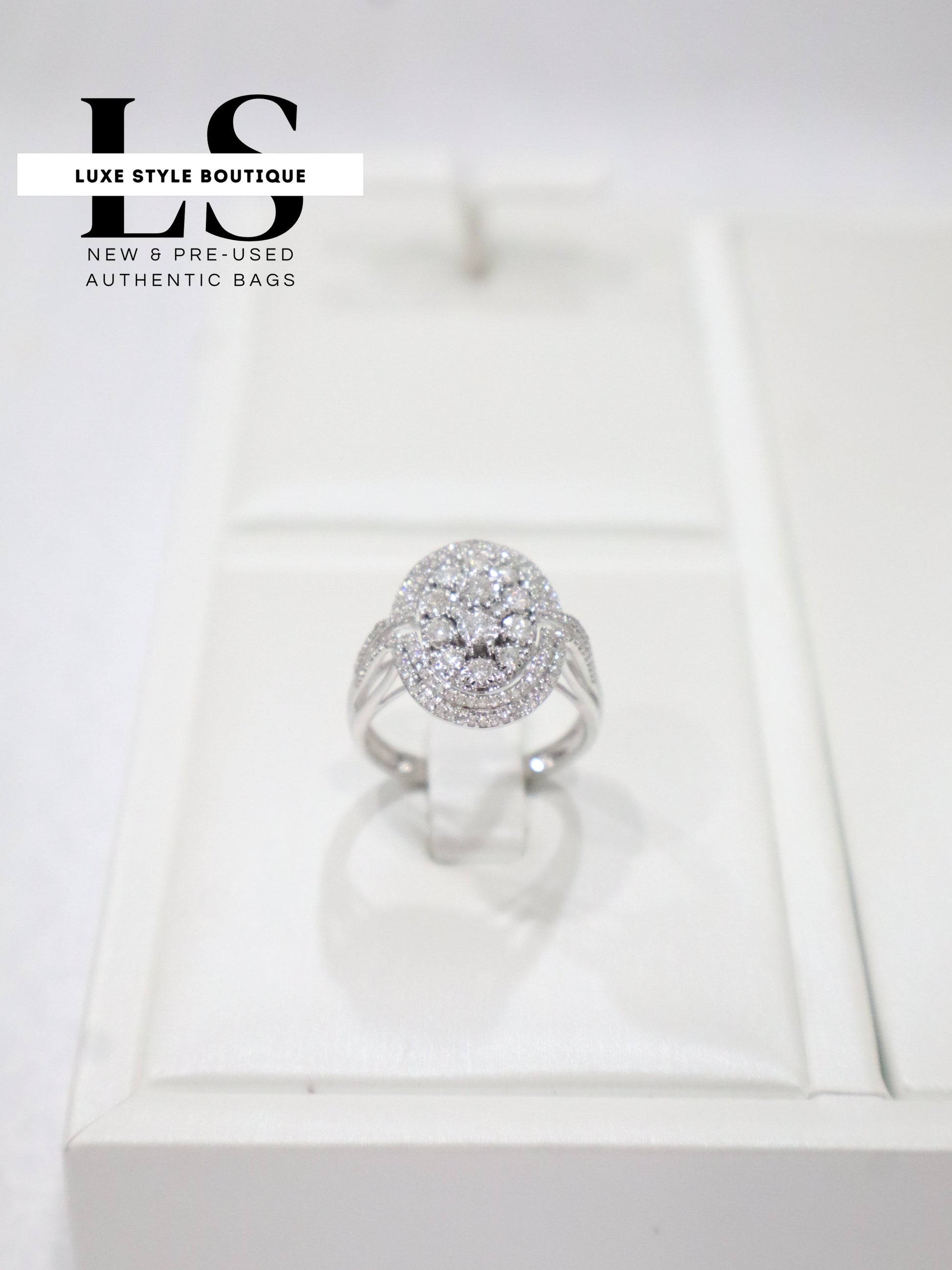 Ring Dual White Gold 18K Natural Diamonds .47CT Size 7