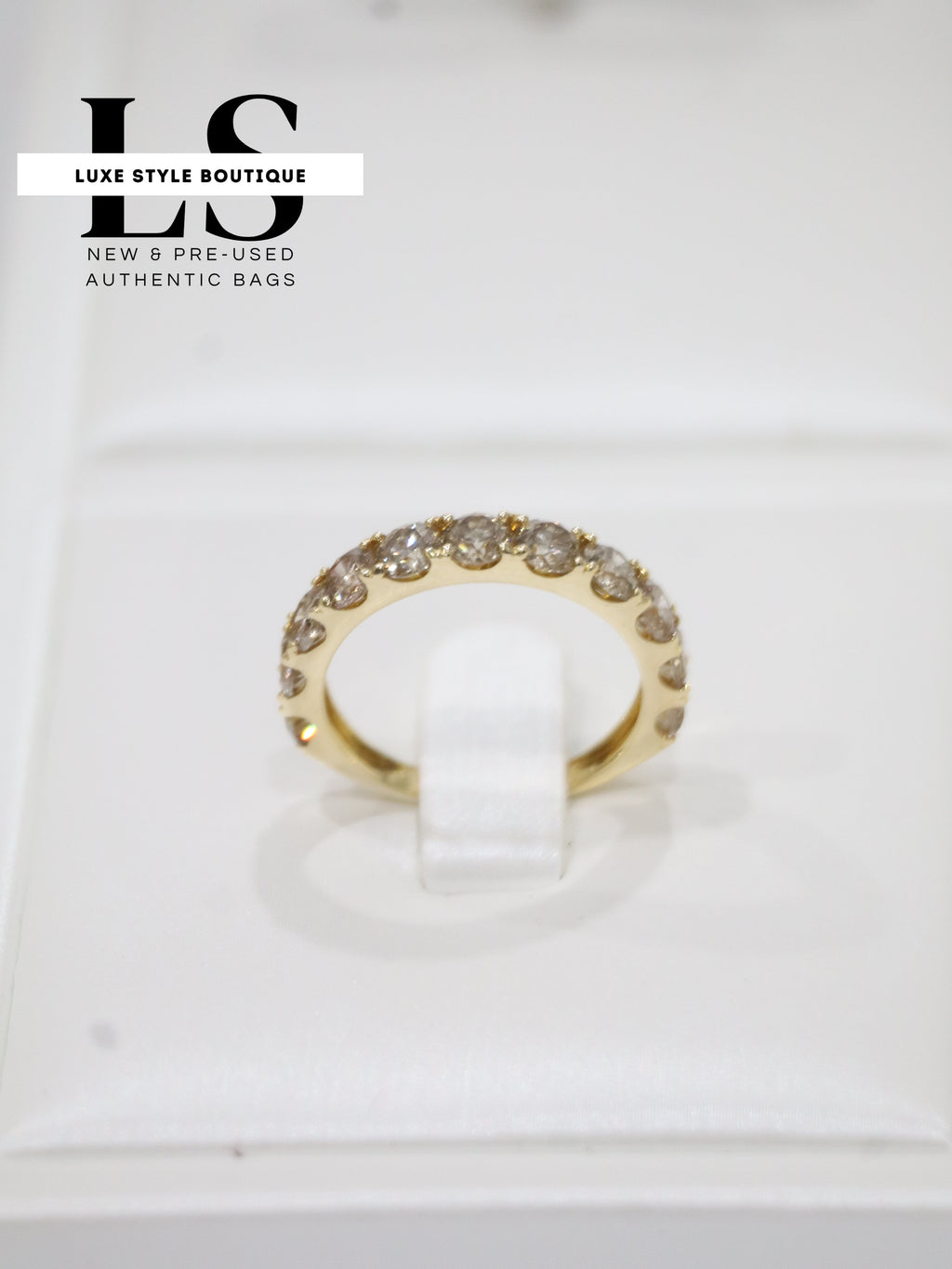 Ring Half Eternity Gold 18K Natural Diamonds 2CT Size 6