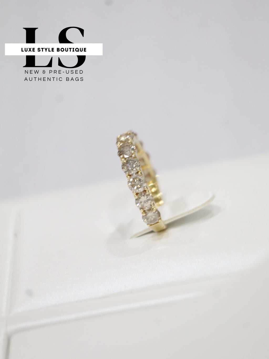 Ring Half Eternity Gold 18K Natural Diamonds 2CT Size 6