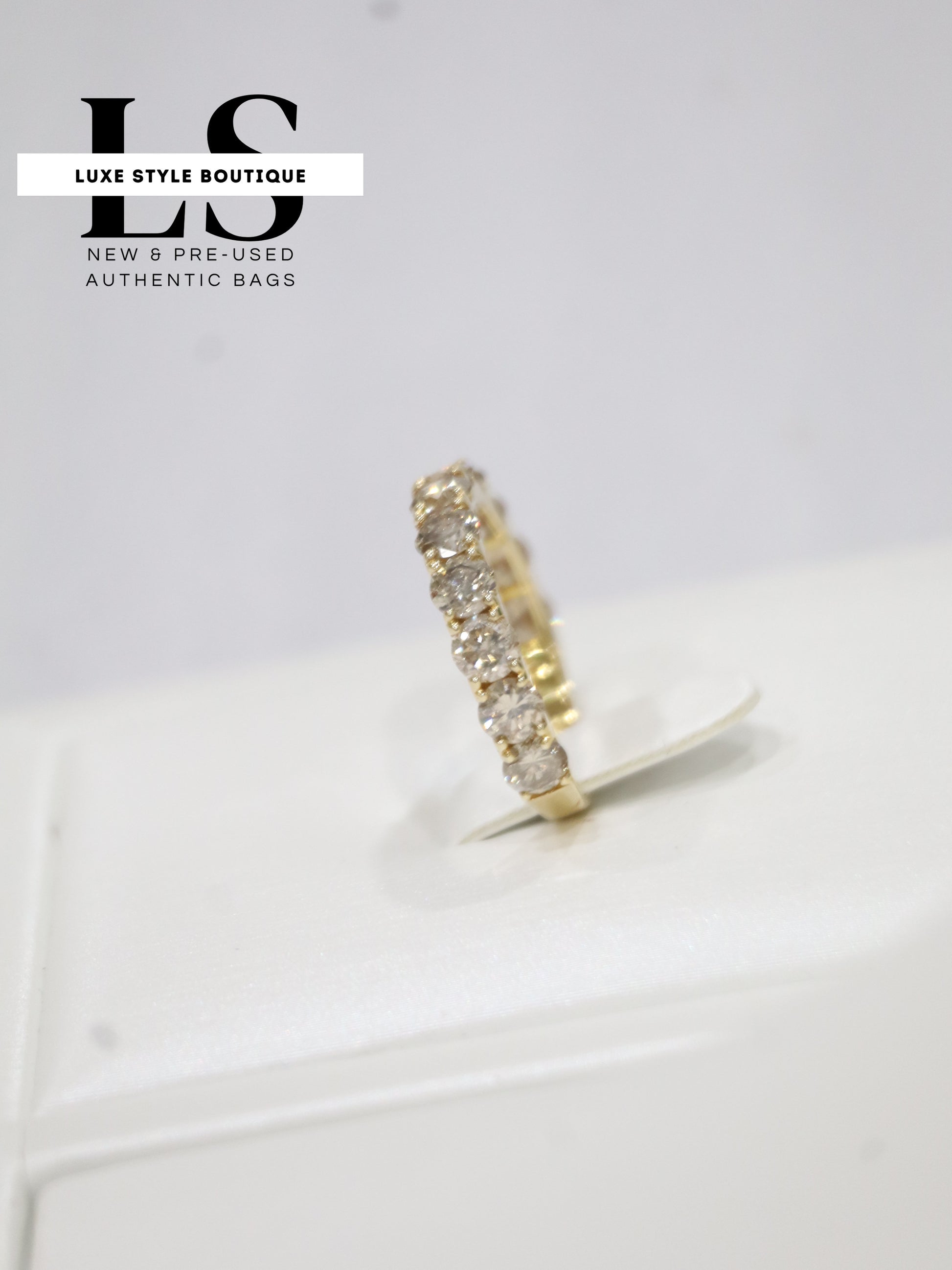 Ring Half Eternity Gold 18K Natural Diamonds 2CT Size 6