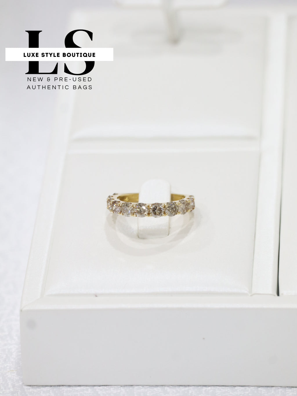 Ring Half Eternity Gold 18K Natural Diamonds 2CT Size 6