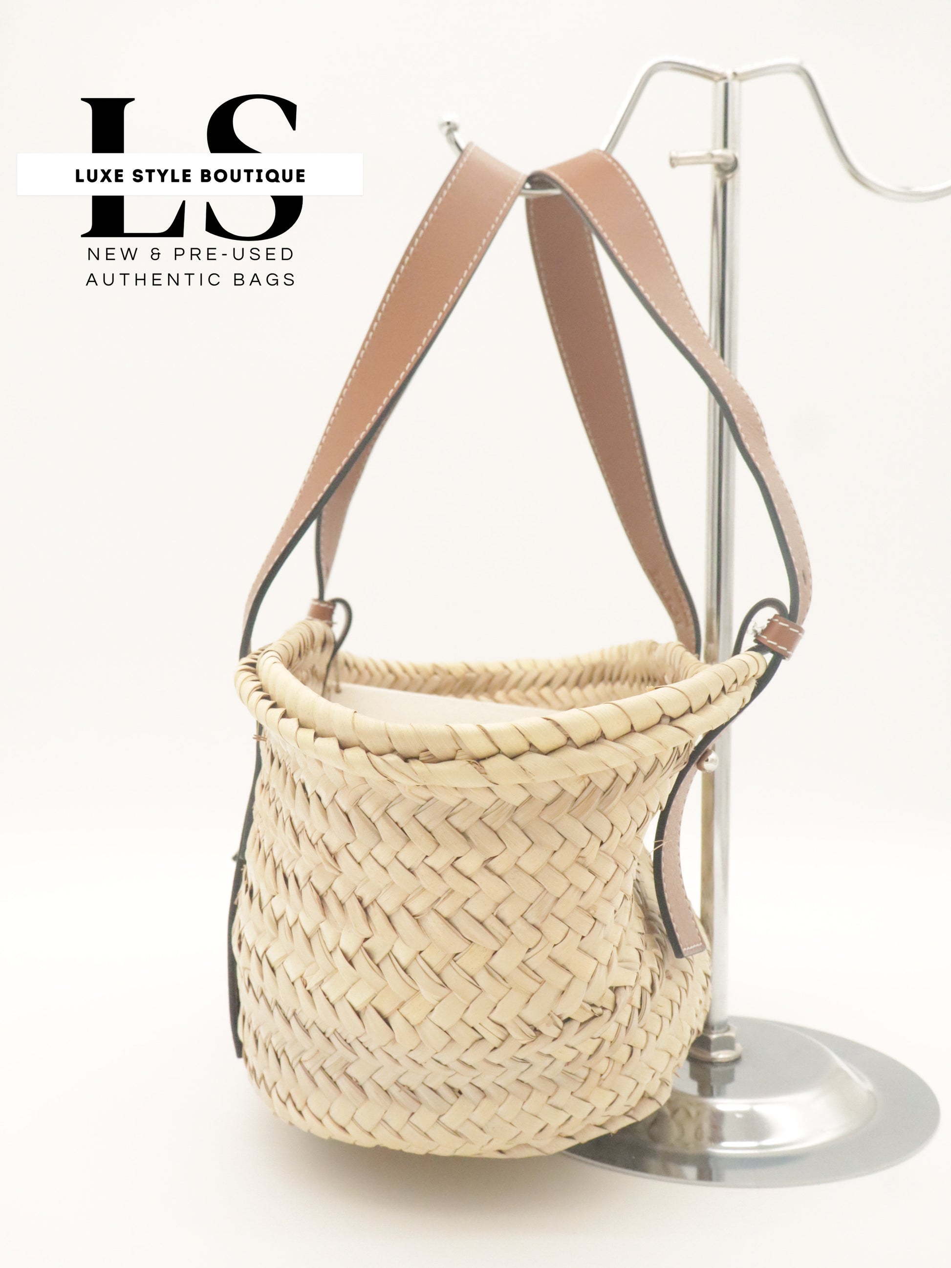Loewe Raffia Small Basket Bag