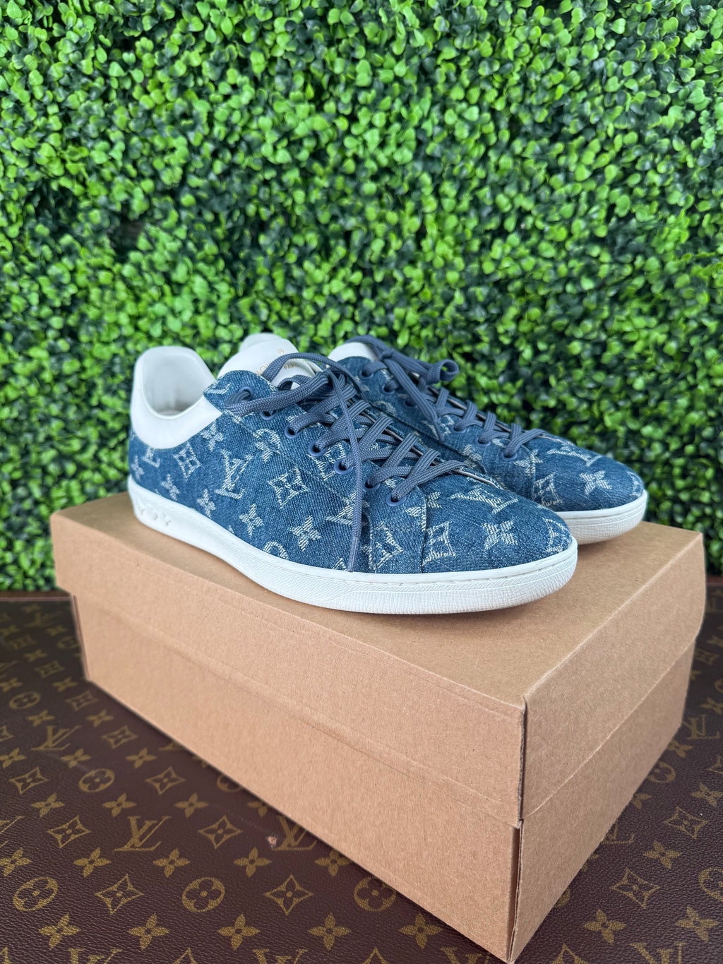 Louis Vuitton Luxembourg Blue Denim Sneakers Size 8