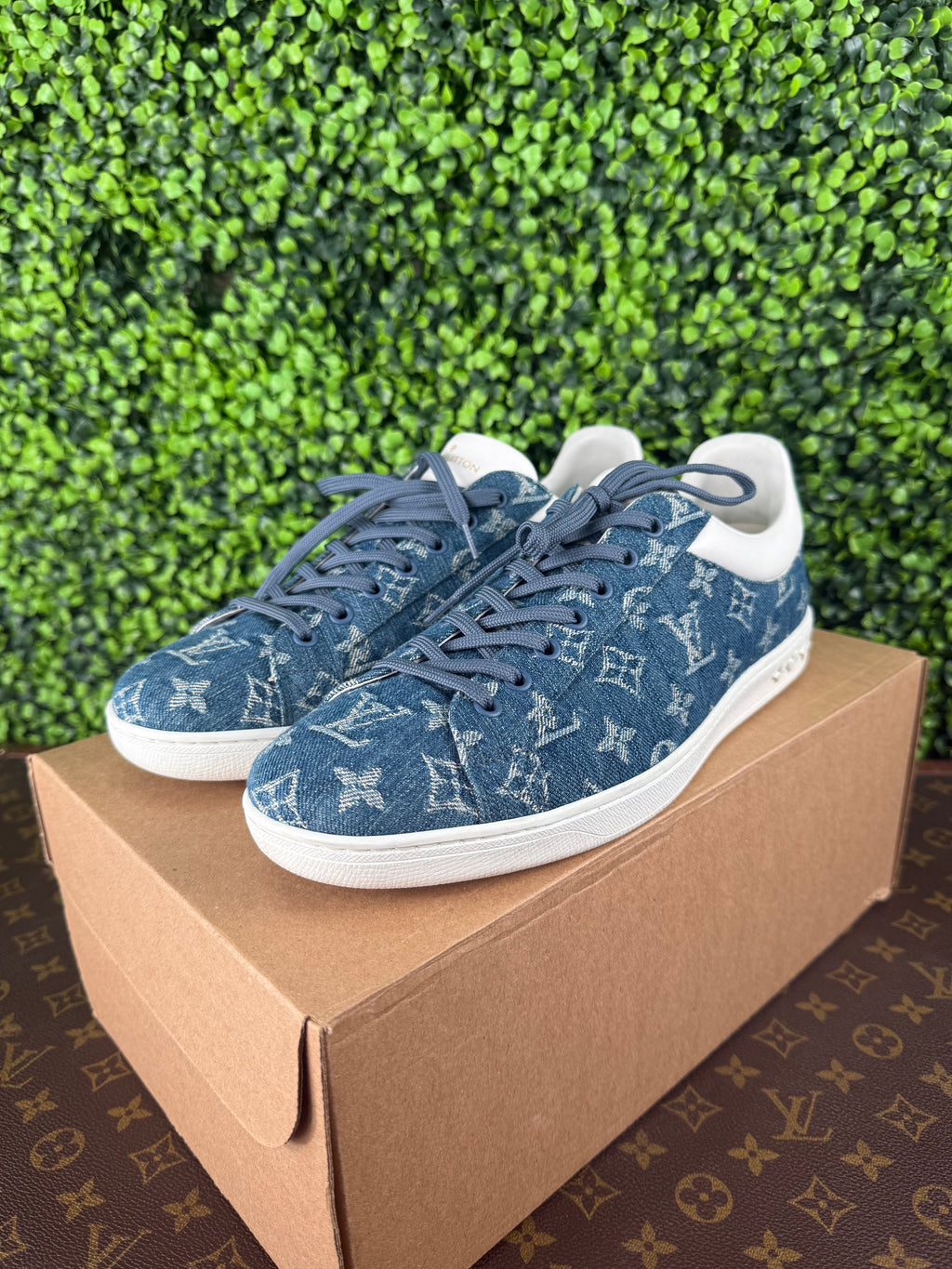 Louis Vuitton Luxembourg Blue Denim Sneakers Size 8