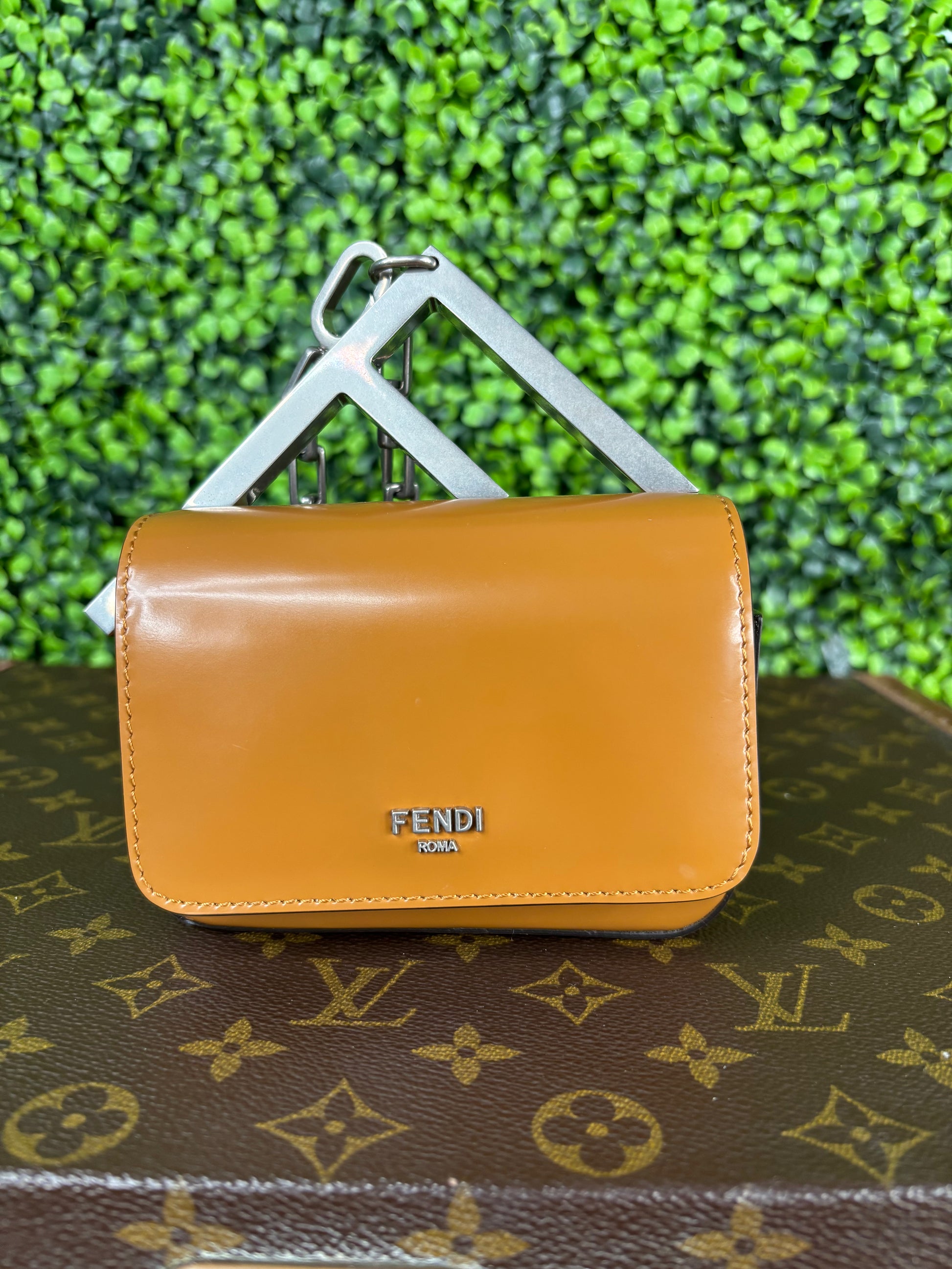 Fendi Nano F Leather Clutch Bag
