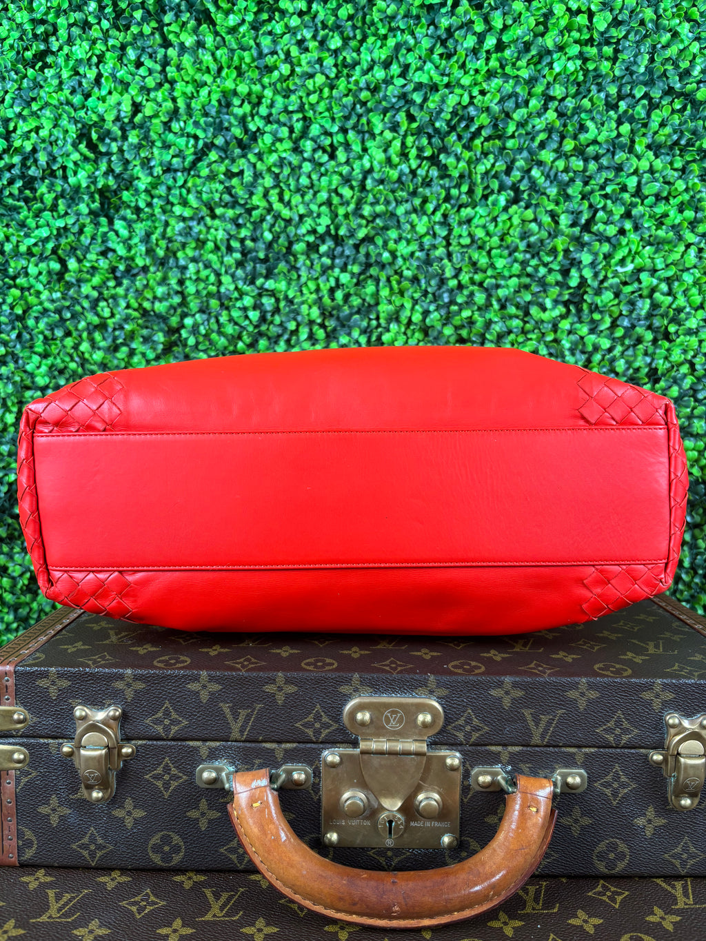 Bottega Veneta Red Leather Intrecciato Bag