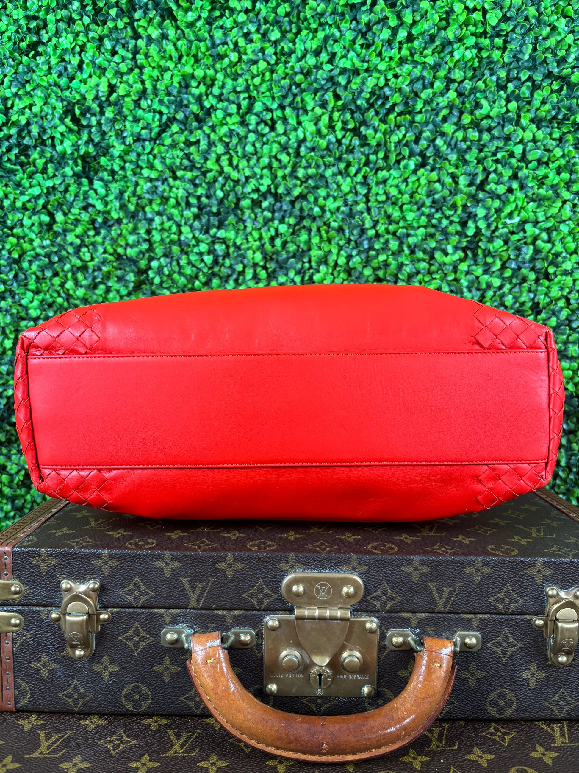 Bottega Veneta Red Leather Intrecciato Bag