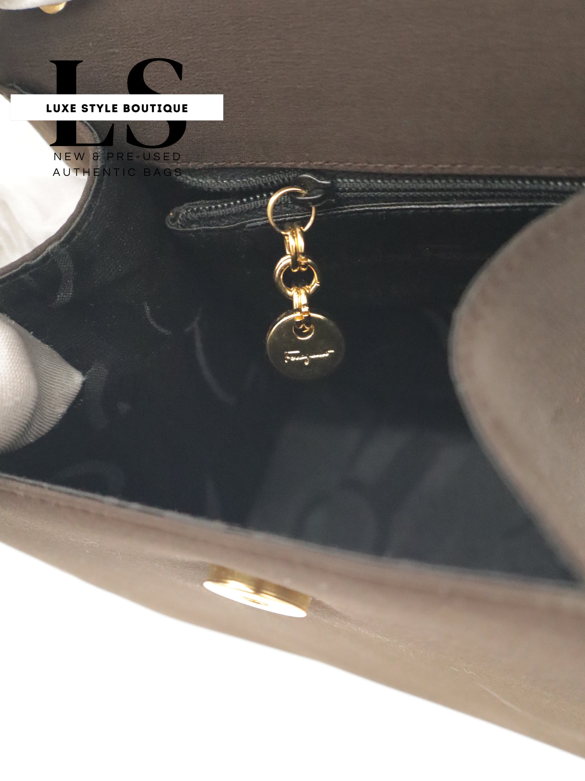 Salvatore Ferragamo Vala Two-Way Suede Handbag