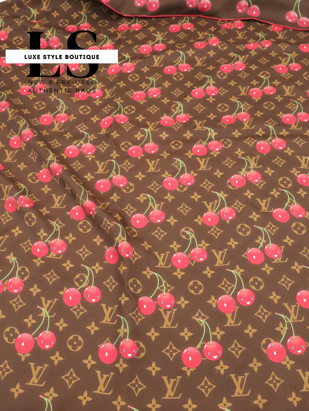 Louis Vuitton x Takashi Murakami Brown Cerises Silk Scarf