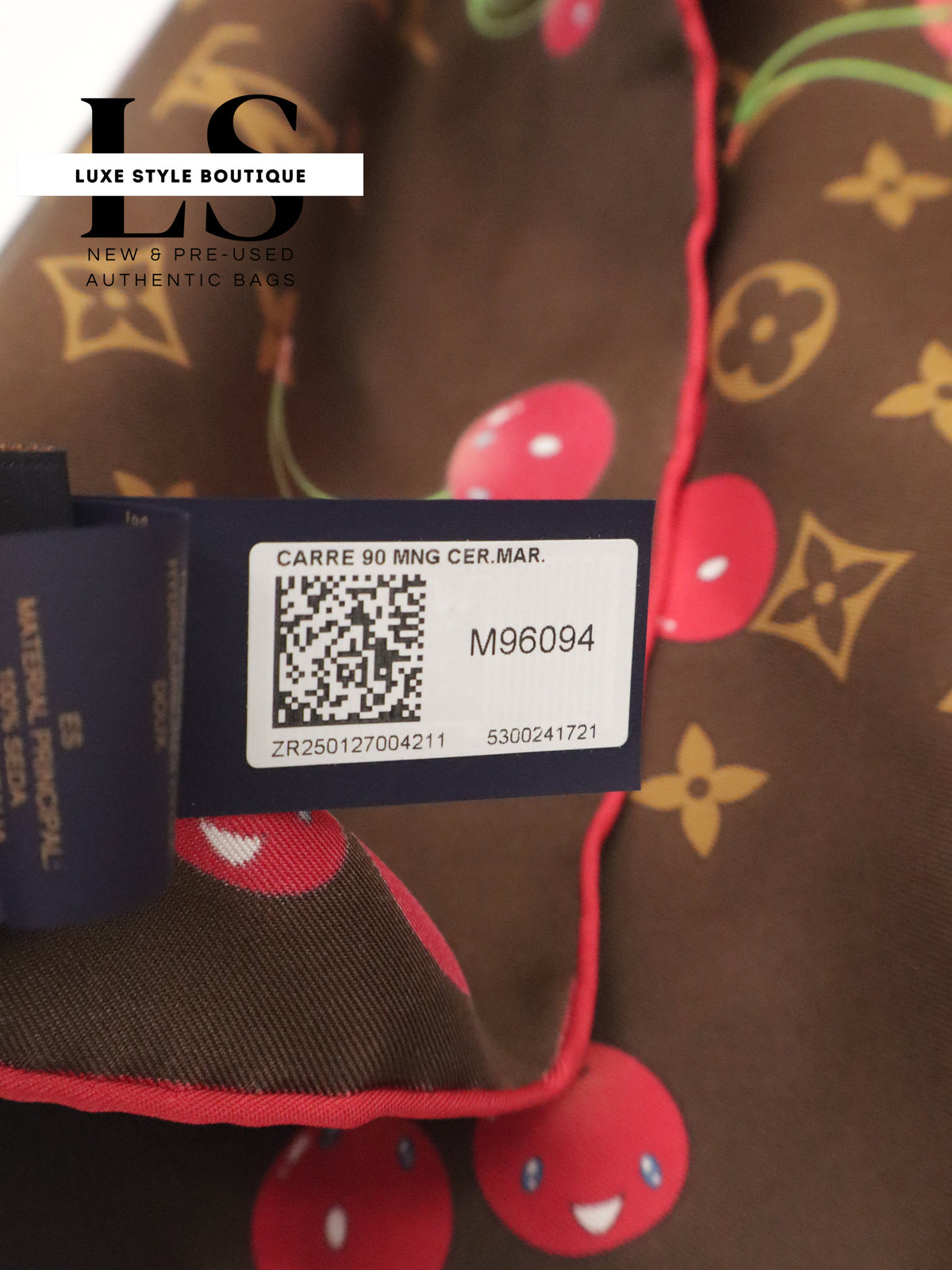 Louis Vuitton x Takashi Murakami Brown Cerises Silk Scarf
