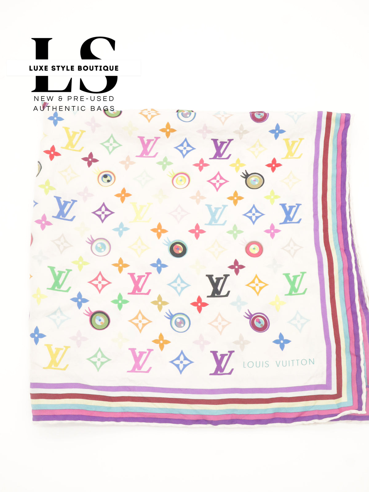 Louis Vuitton x Takashi Murakami "Eye Love You" Silk Scarf
