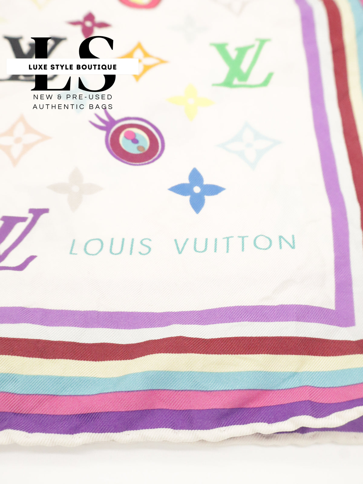Louis Vuitton x Takashi Murakami "Eye Love You" Silk Scarf